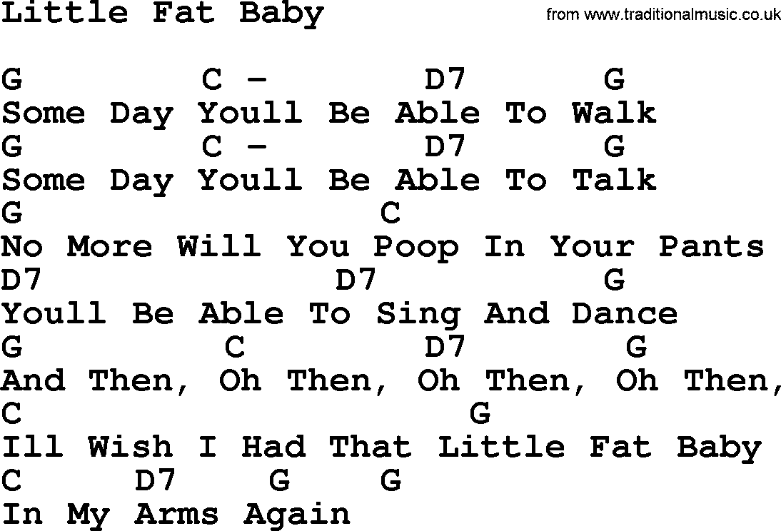 Pete Seeger song Little Fat Baby, lyrics and chords