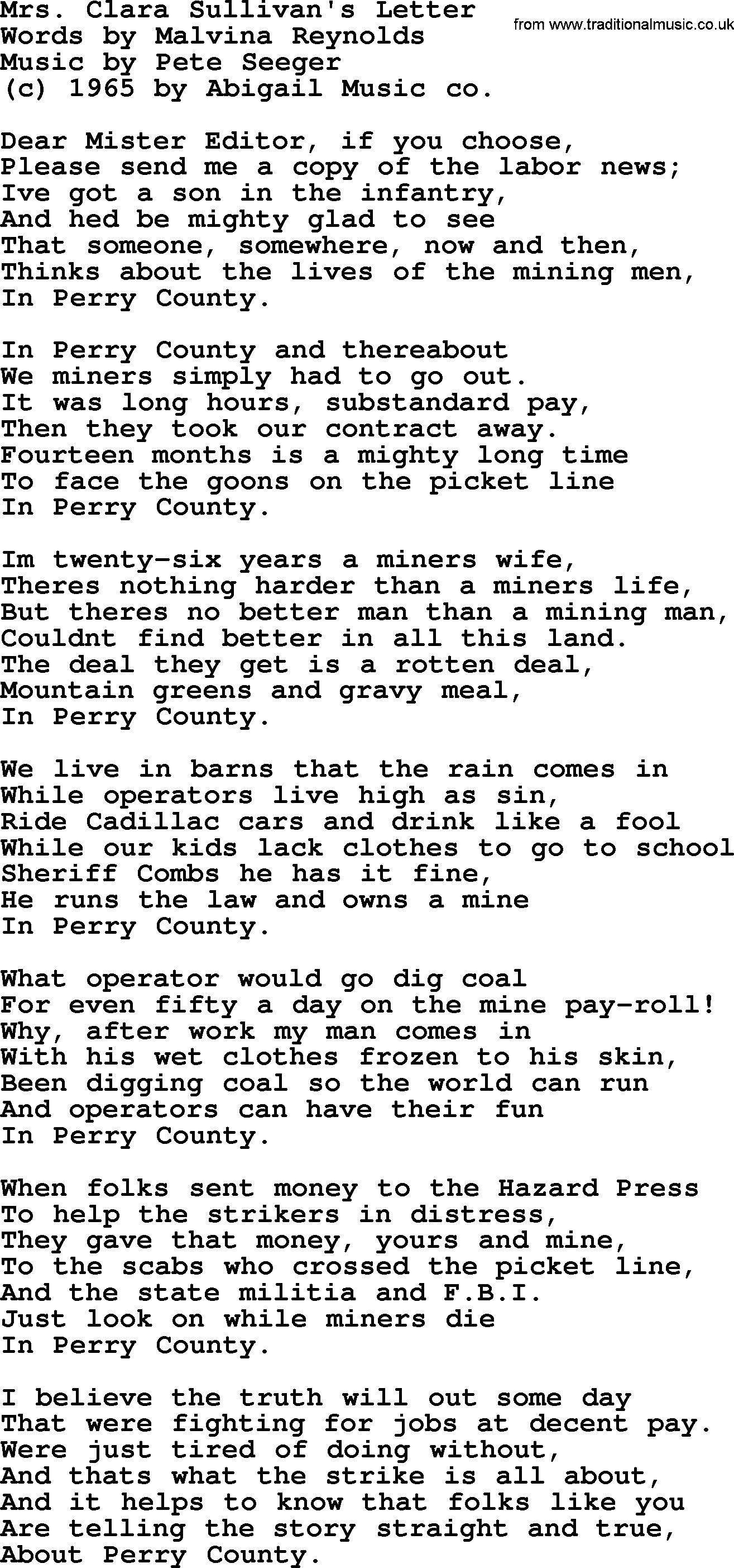 Mining Away Lyrics