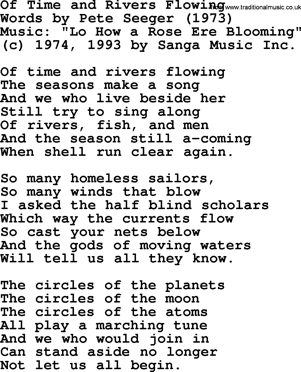 Pete Seeger song Of Time and Rivers Flowing-Pete-Seeger.txt lyrics