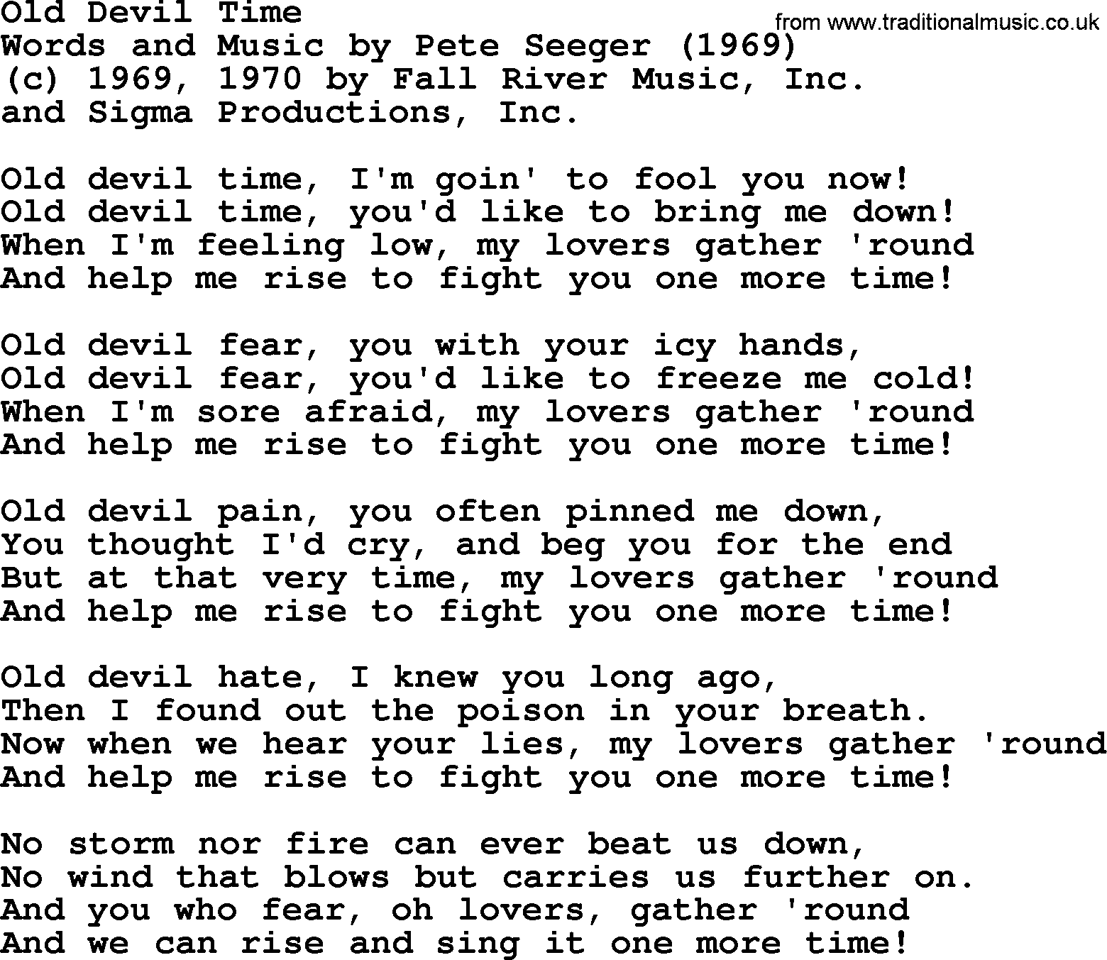 Pete Seeger song Old Devil Time-Pete-Seeger.txt lyrics
