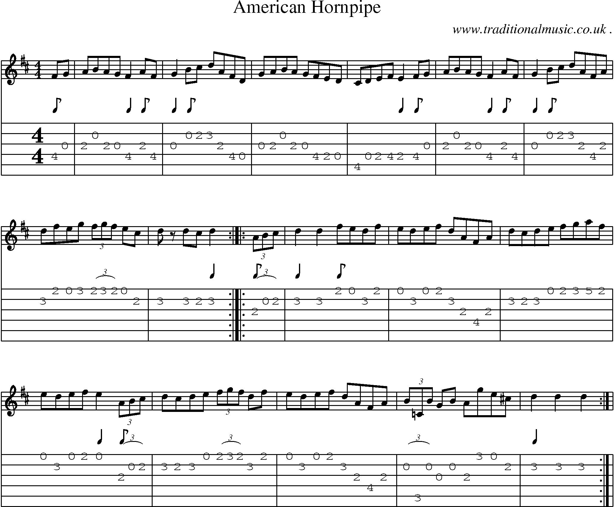 Music Score and Guitar Tabs for American Hornpipe