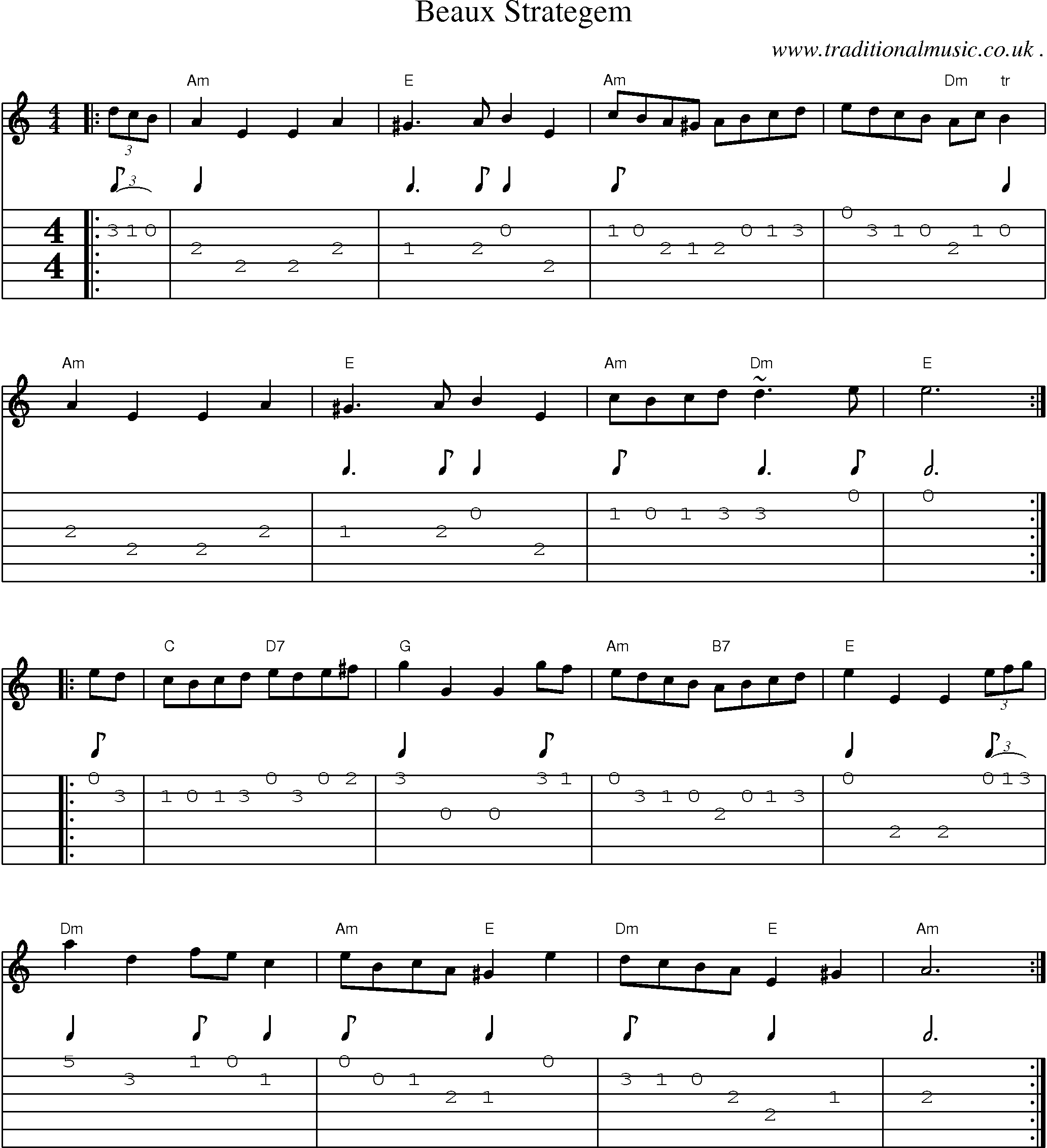 Music Score and Guitar Tabs for Beaux Strategem