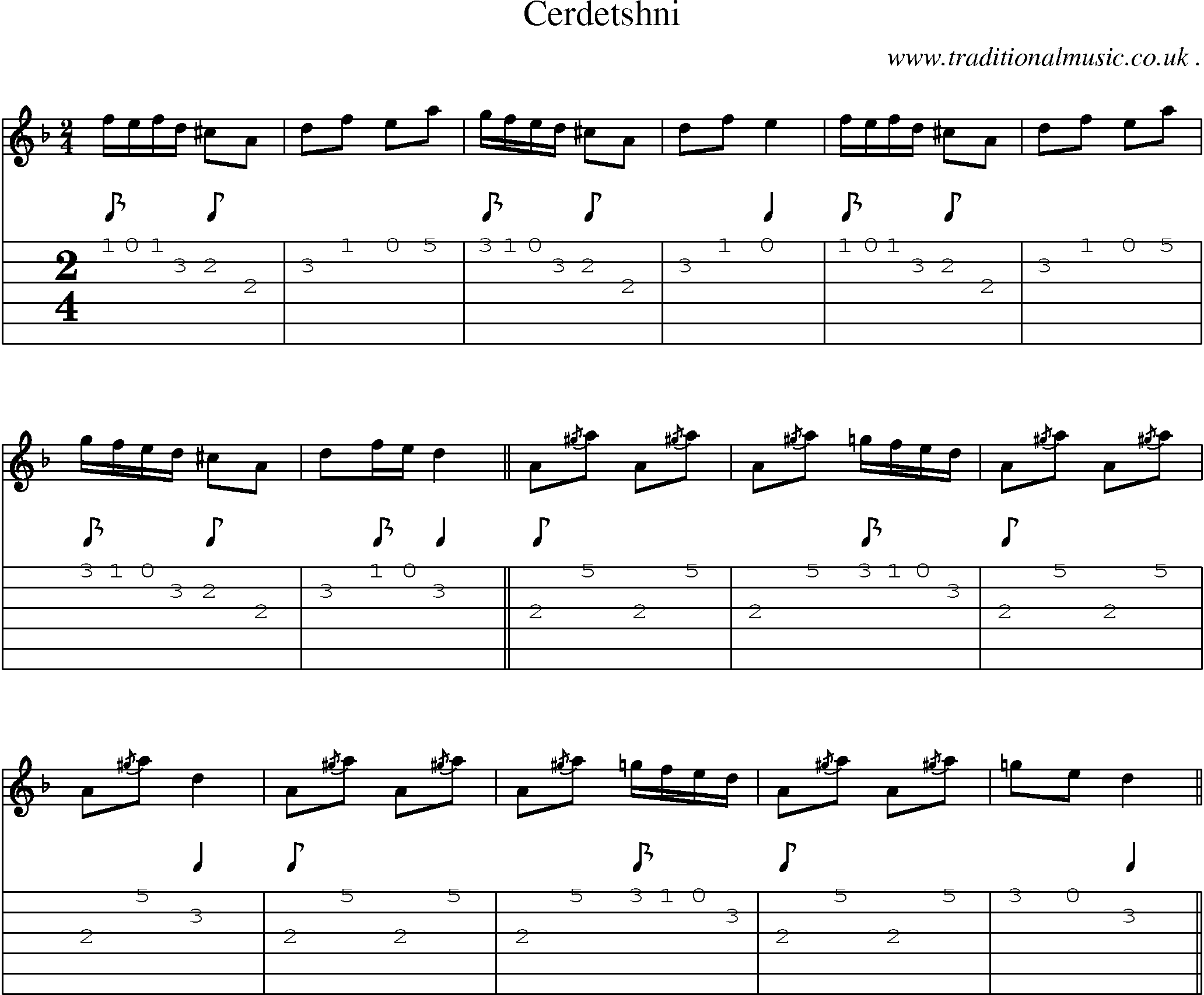 Music Score and Guitar Tabs for Cerdetshni