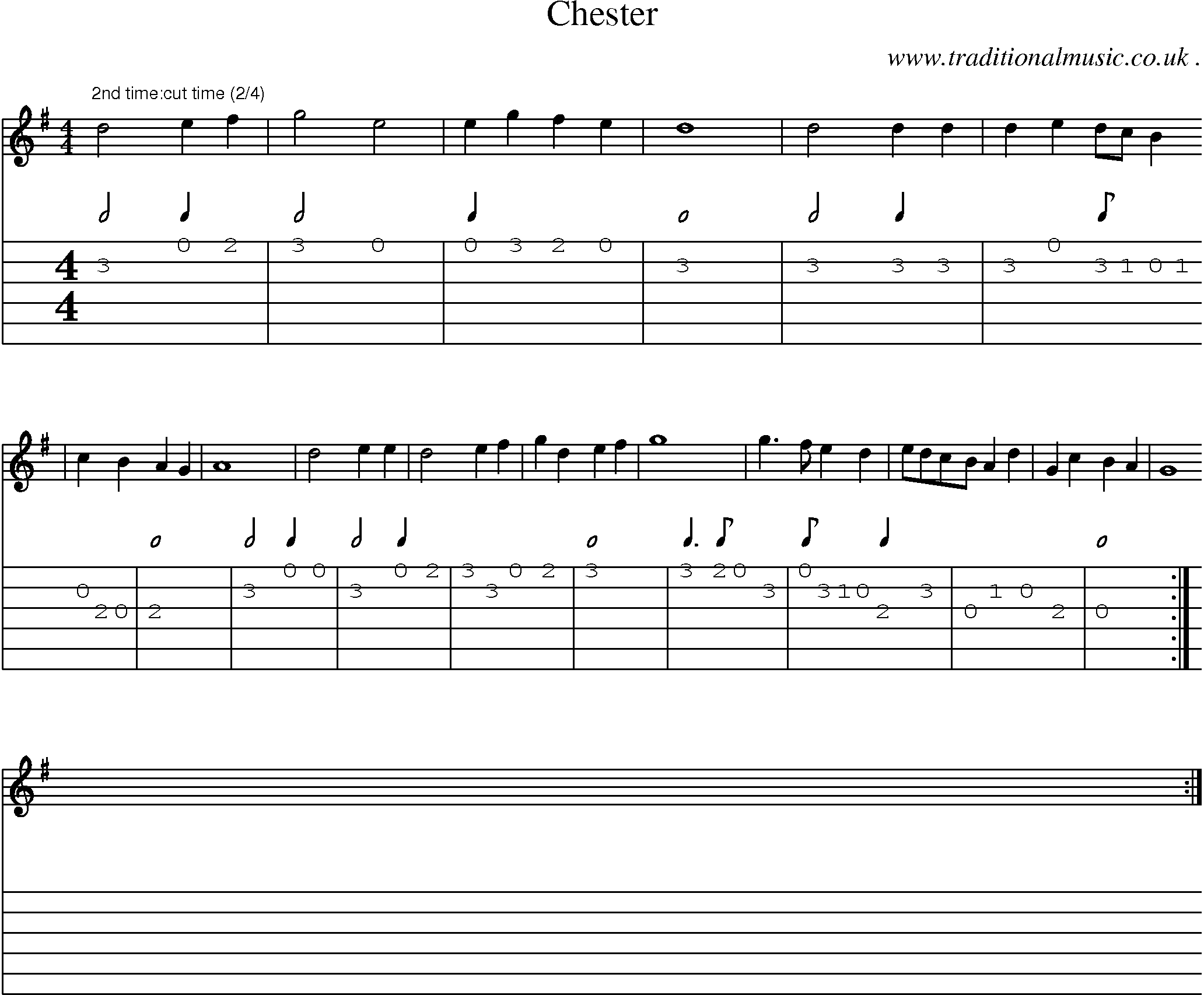 Music Score and Guitar Tabs for Chester