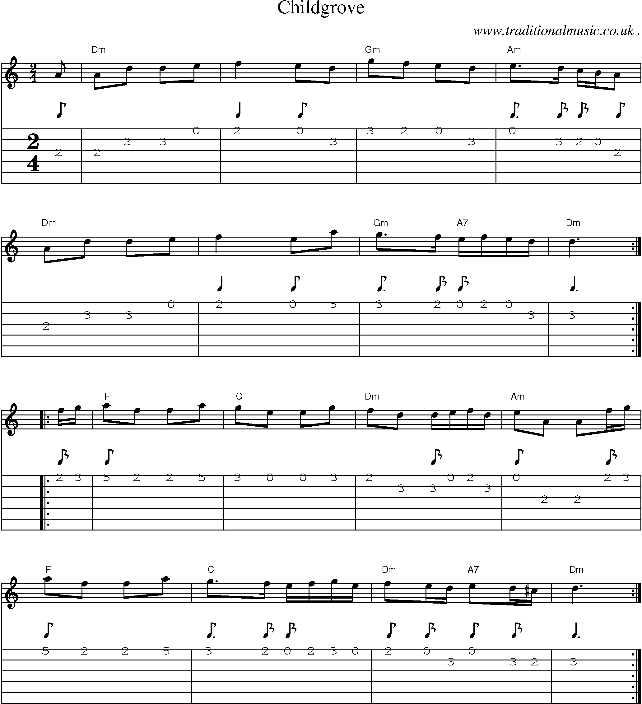 Music Score and Guitar Tabs for Childgrove