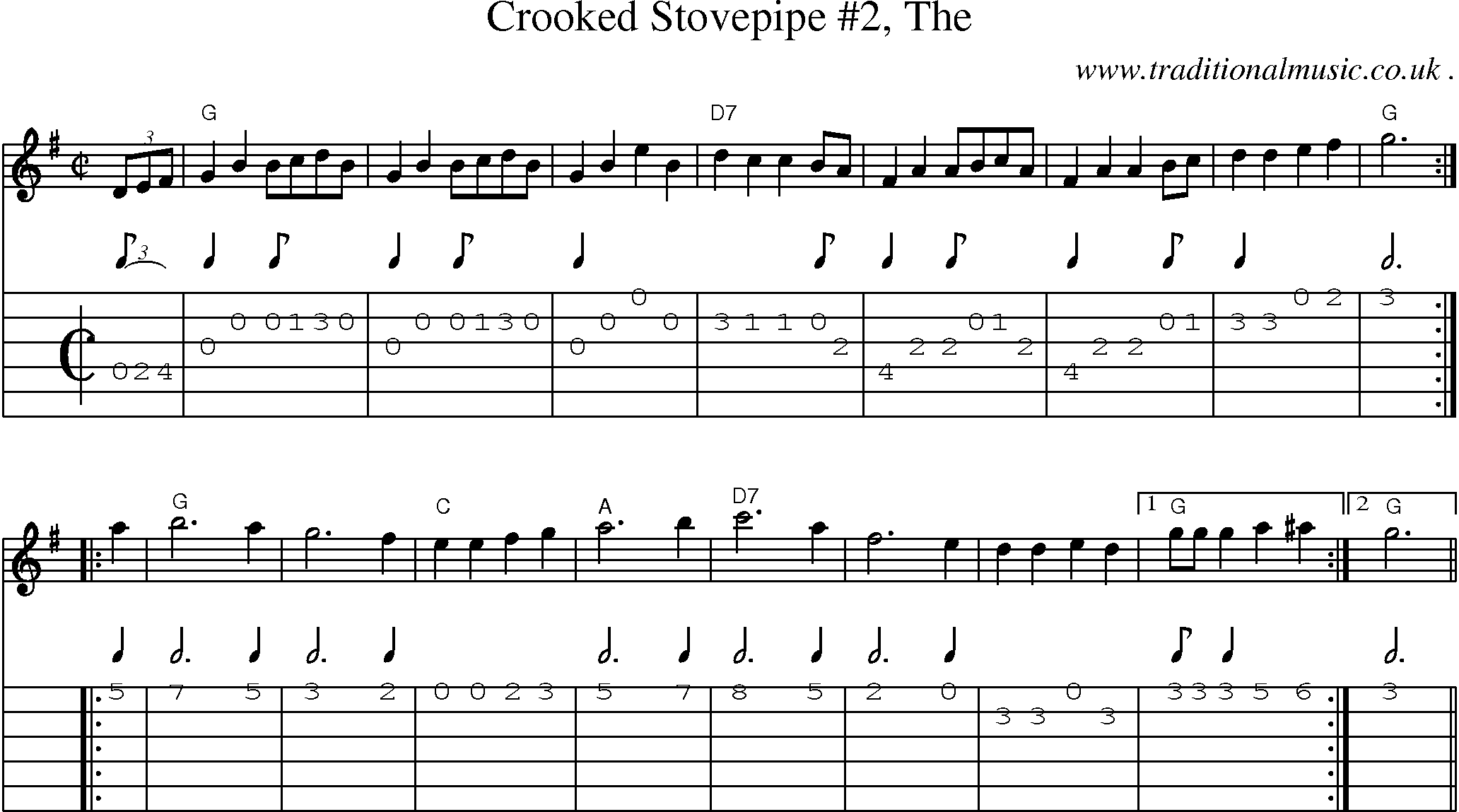 Music Score and Guitar Tabs for Crooked Stovepipe 2 The