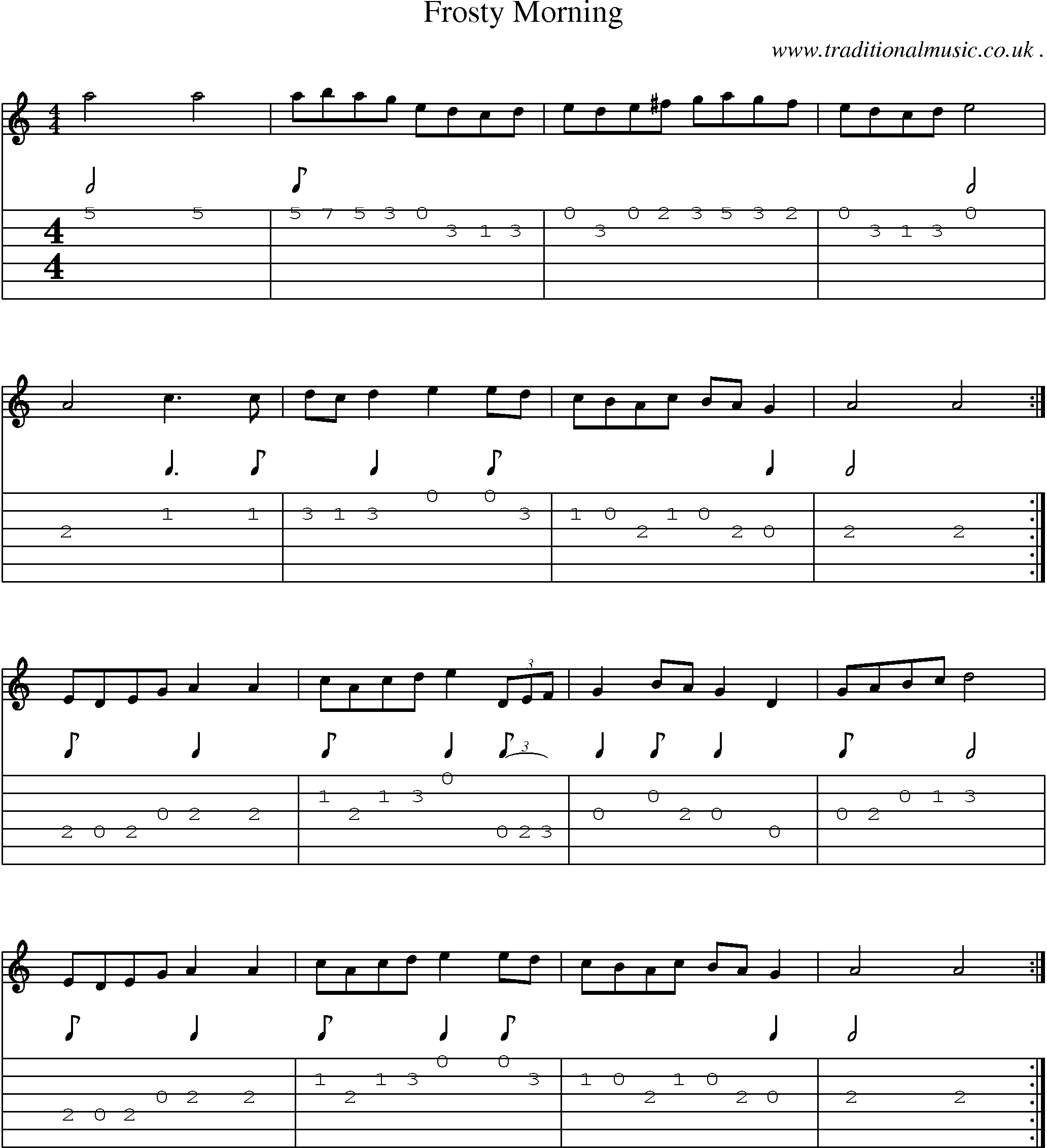 Music Score and Guitar Tabs for Frosty Morning
