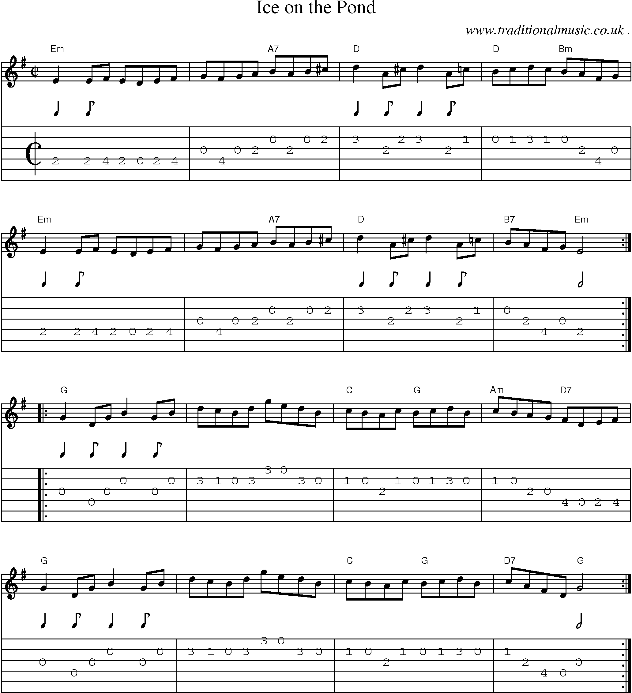 Music Score and Guitar Tabs for Ice On The Pond