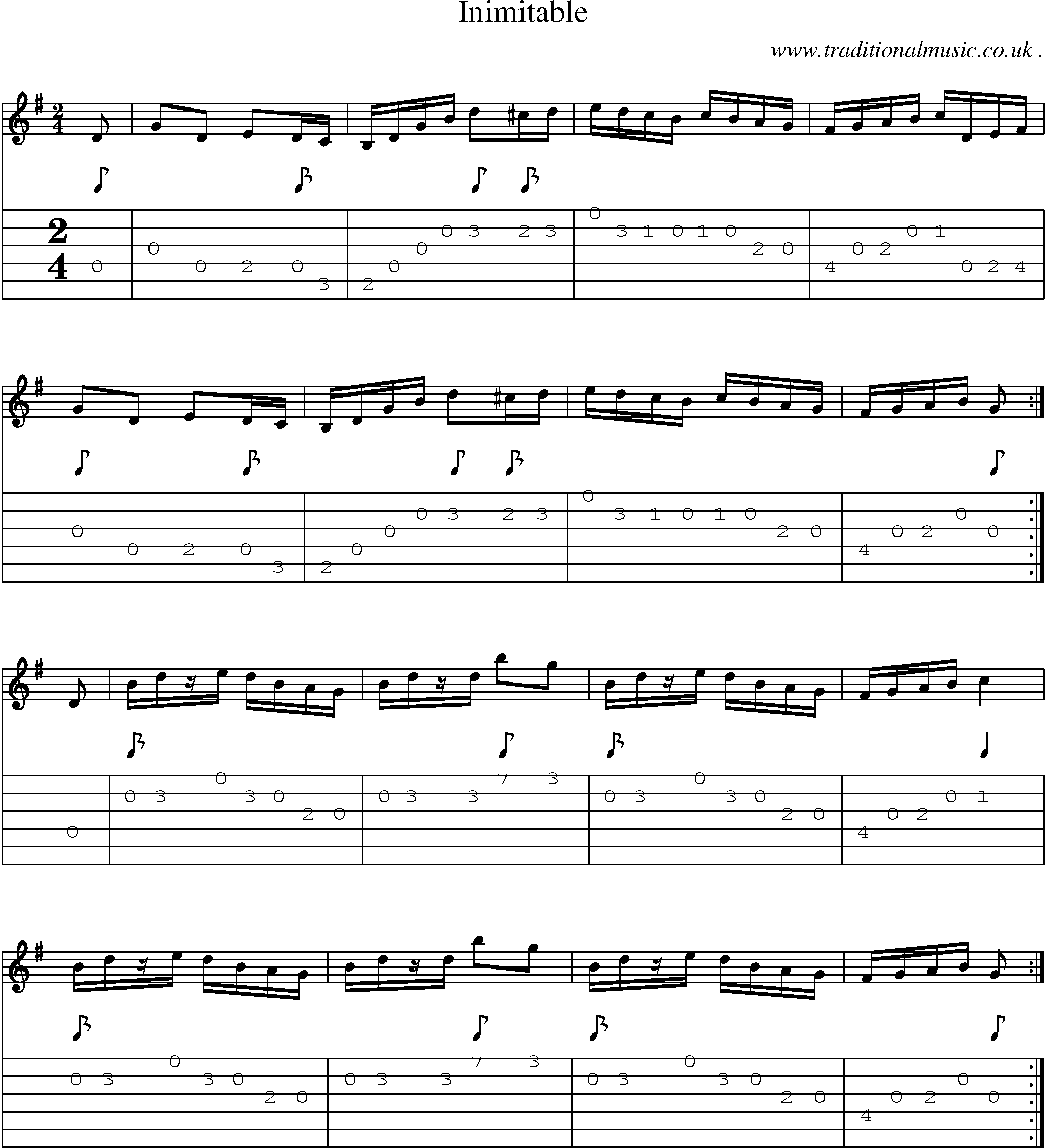 Music Score and Guitar Tabs for Inimitable