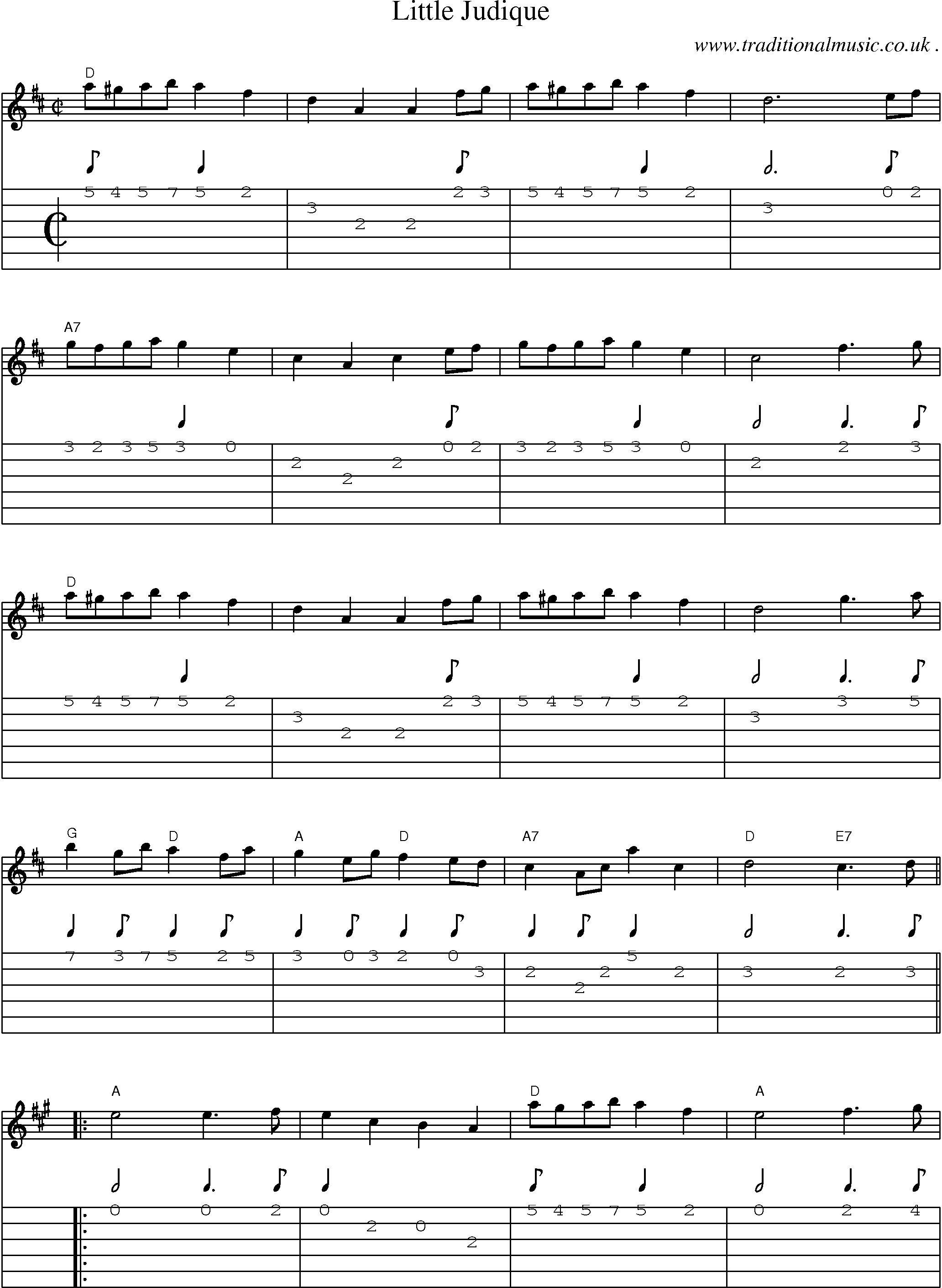 Music Score and Guitar Tabs for Little Judique