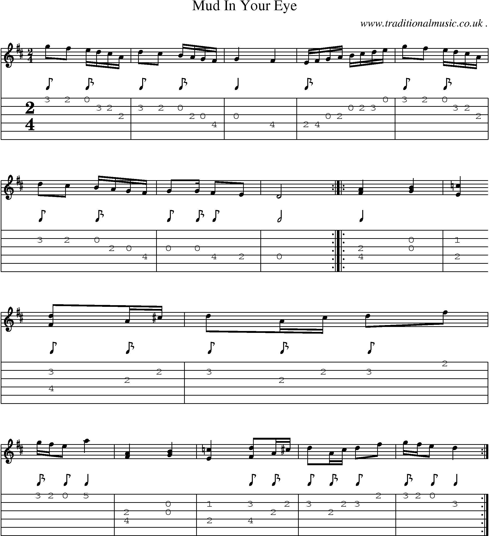 Music Score and Guitar Tabs for Mud In Your Eye