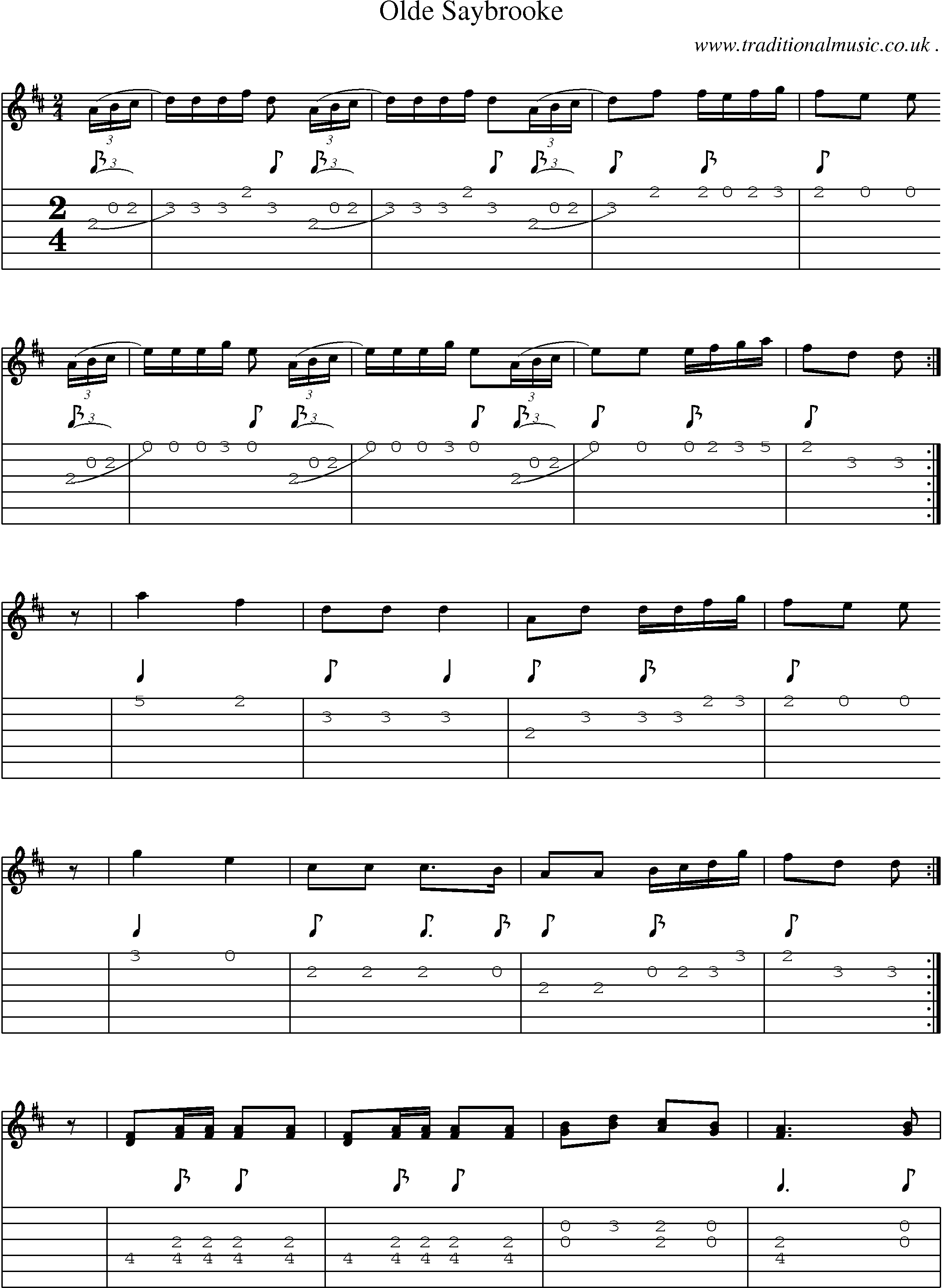 Music Score and Guitar Tabs for Olde Saybrooke