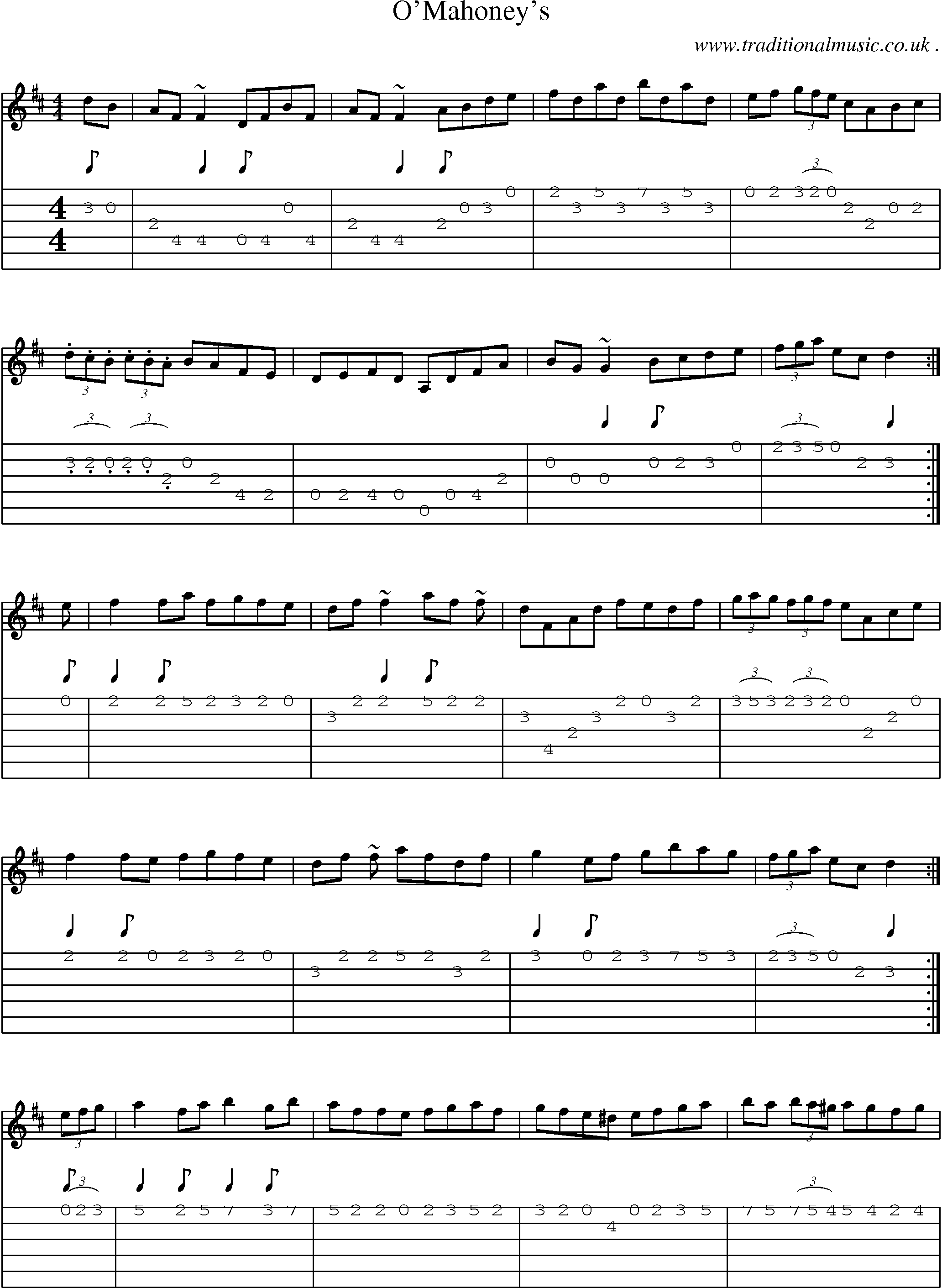 Music Score and Guitar Tabs for Omahoneys