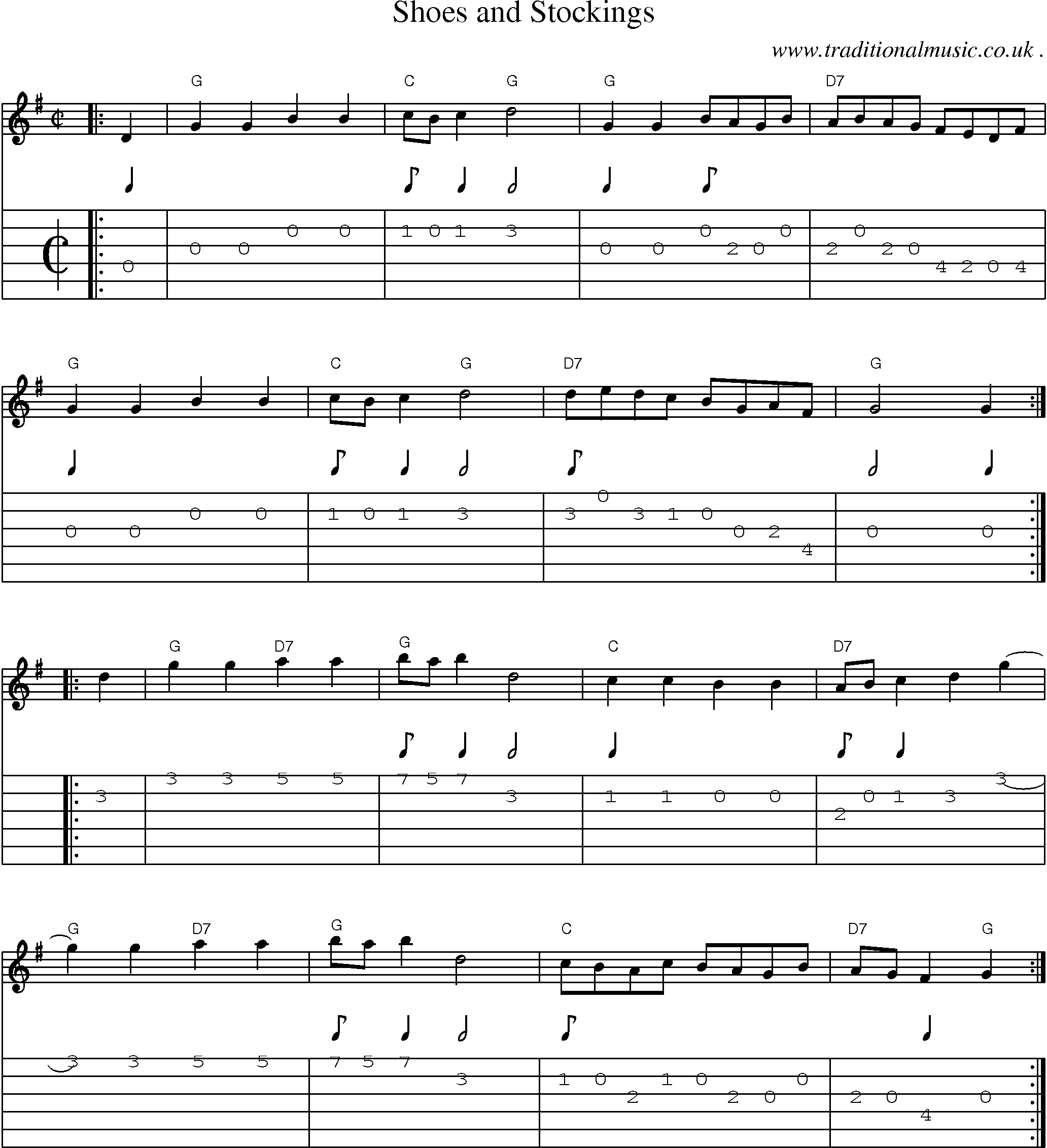 Music Score and Guitar Tabs for Shoes And Stockings