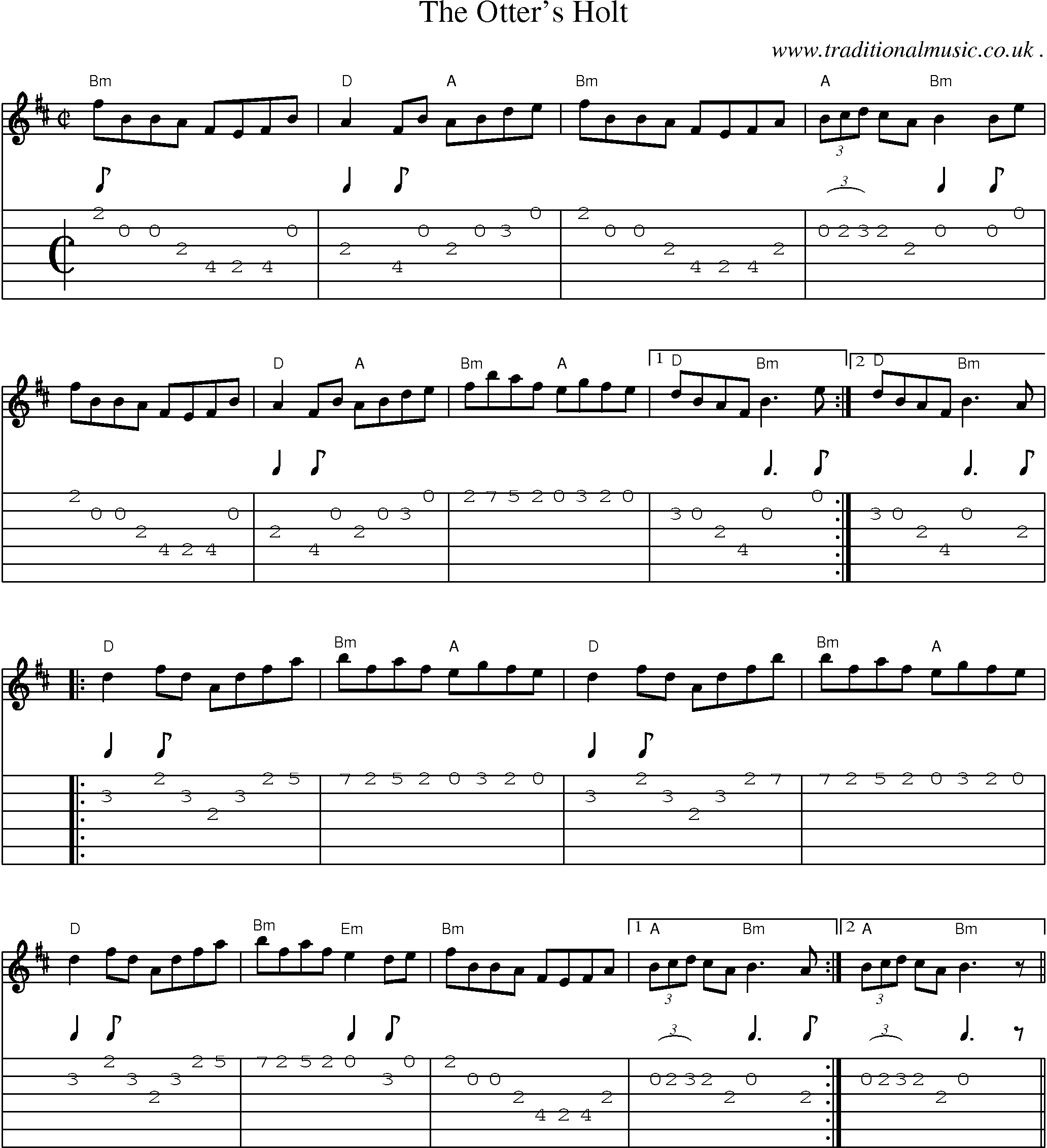 Music Score and Guitar Tabs for The Otters Holt