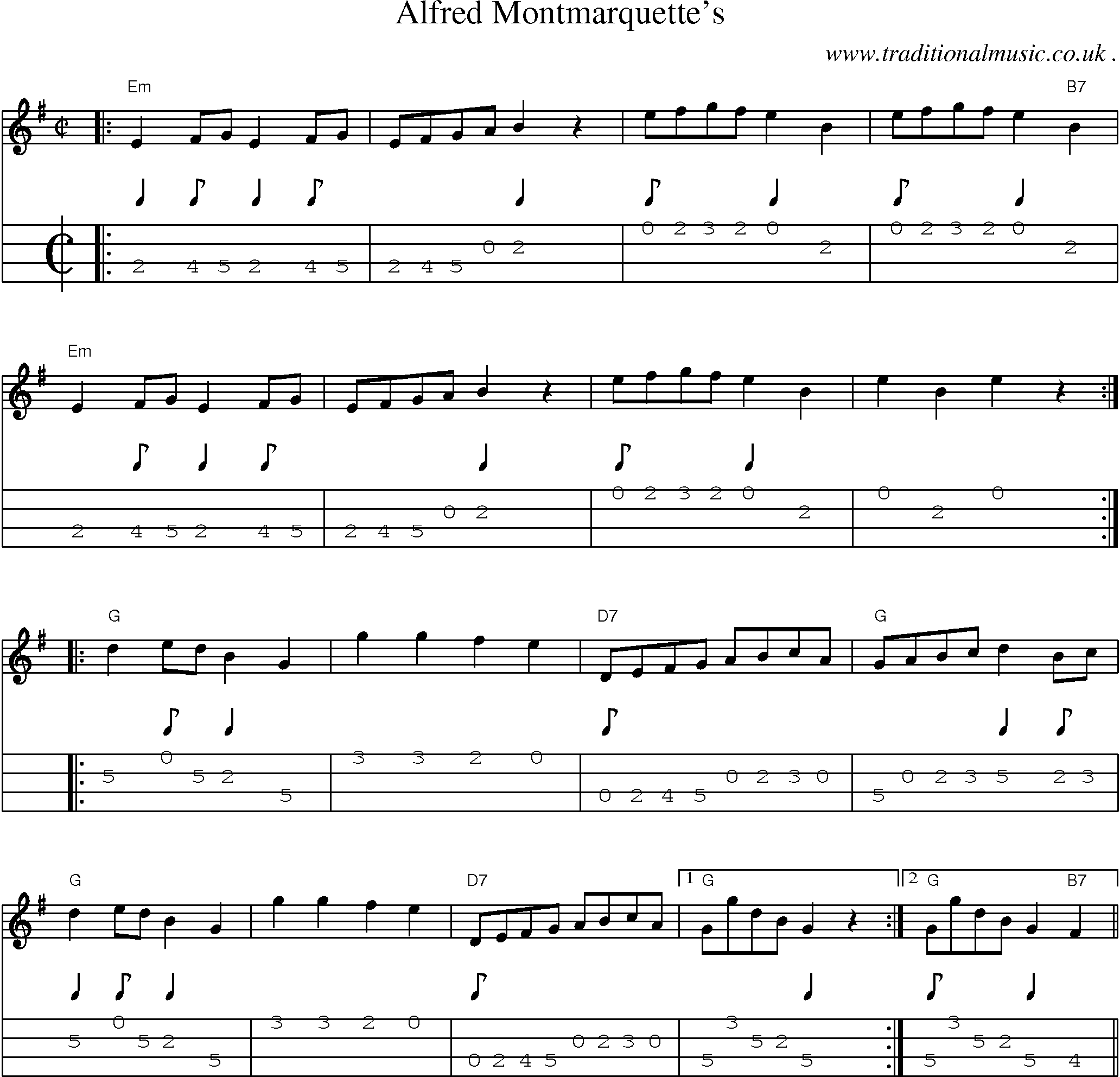 Music Score and Guitar Tabs for Alfred Montmarquettes