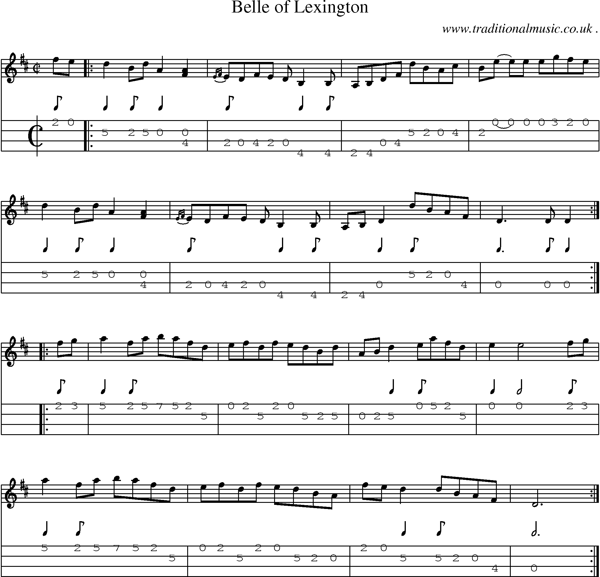 Music Score and Guitar Tabs for Belle Of Lexington