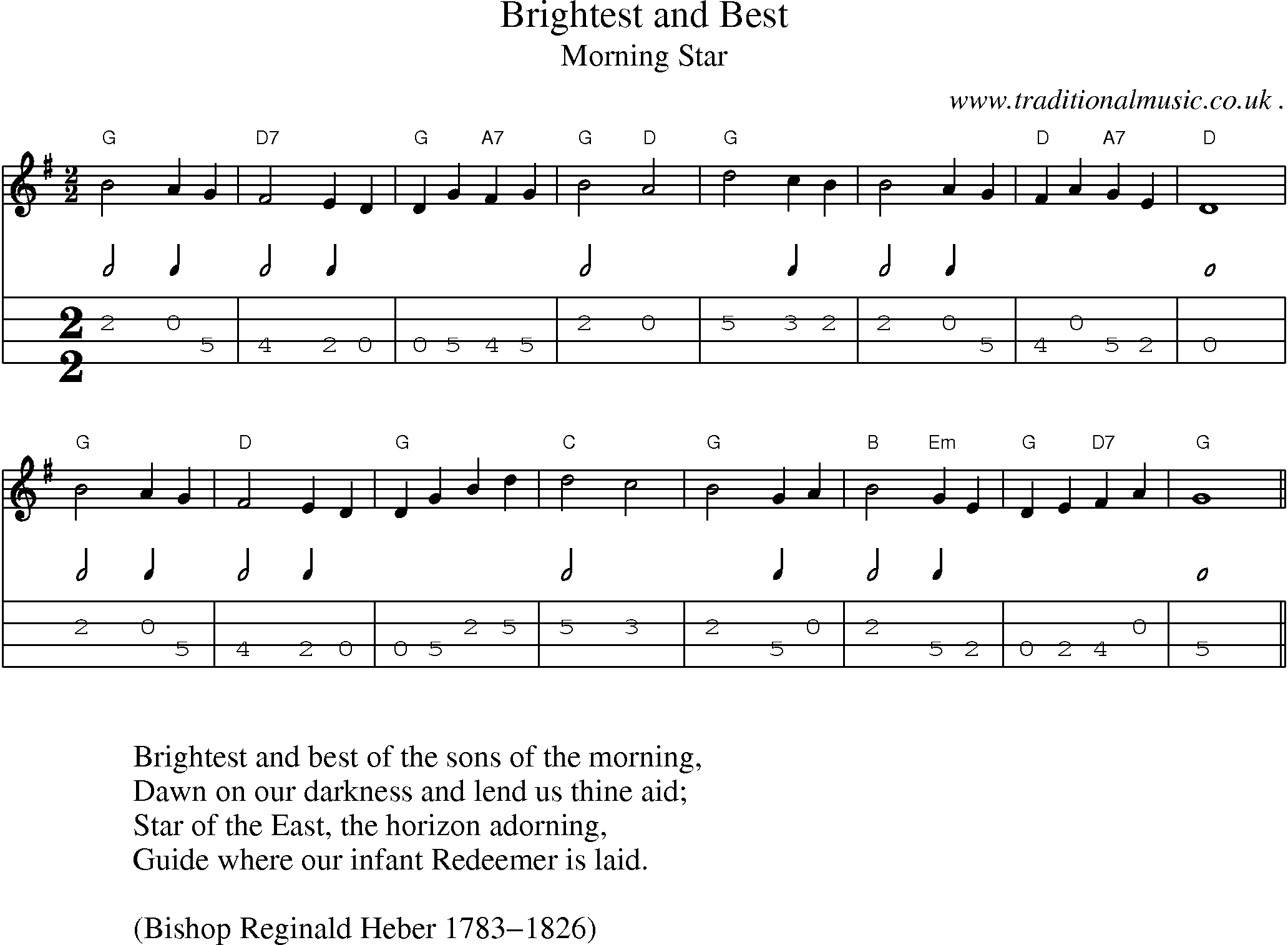 Music Score and Guitar Tabs for Brightest and Best
