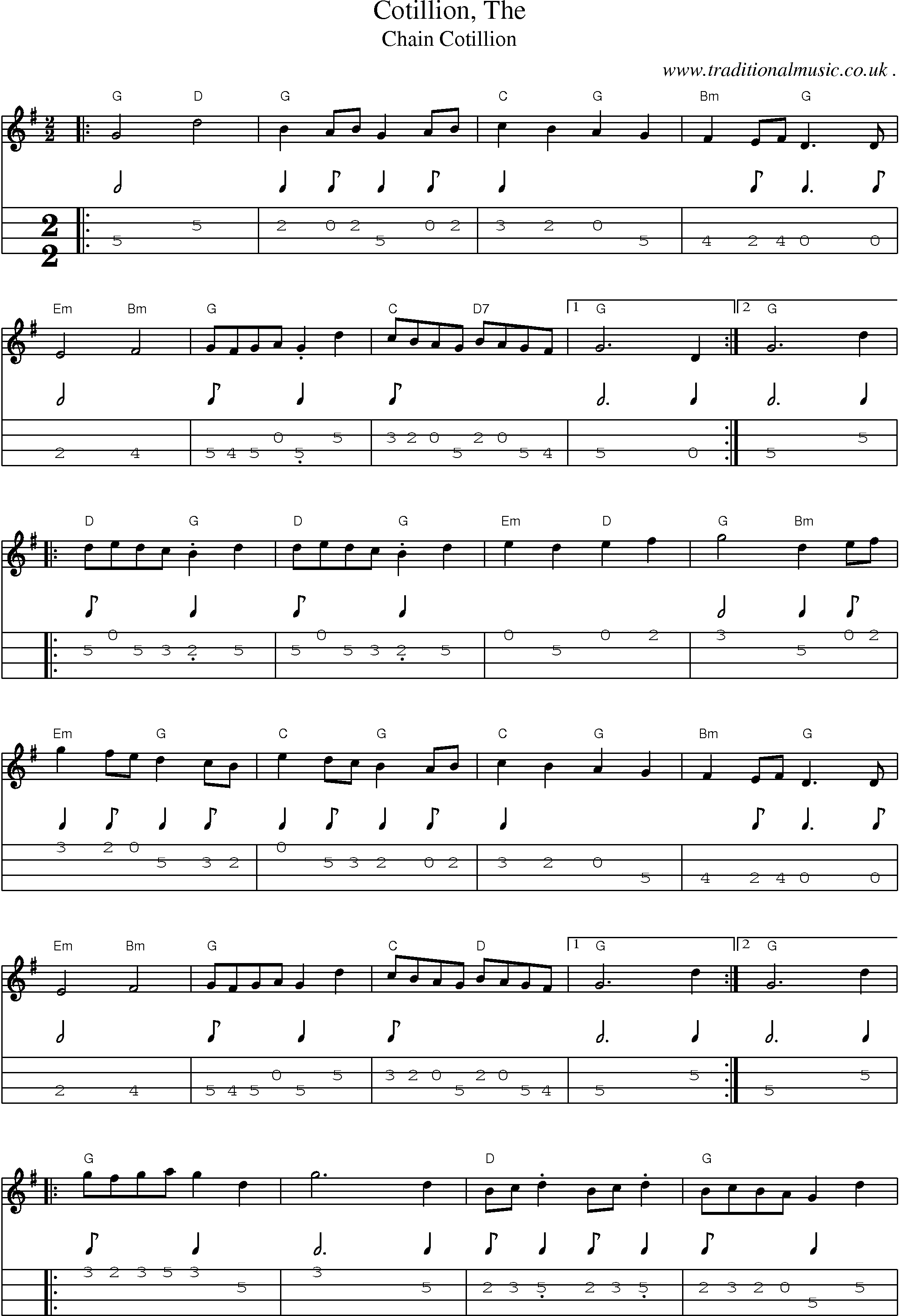 Music Score and Guitar Tabs for Cotillion The
