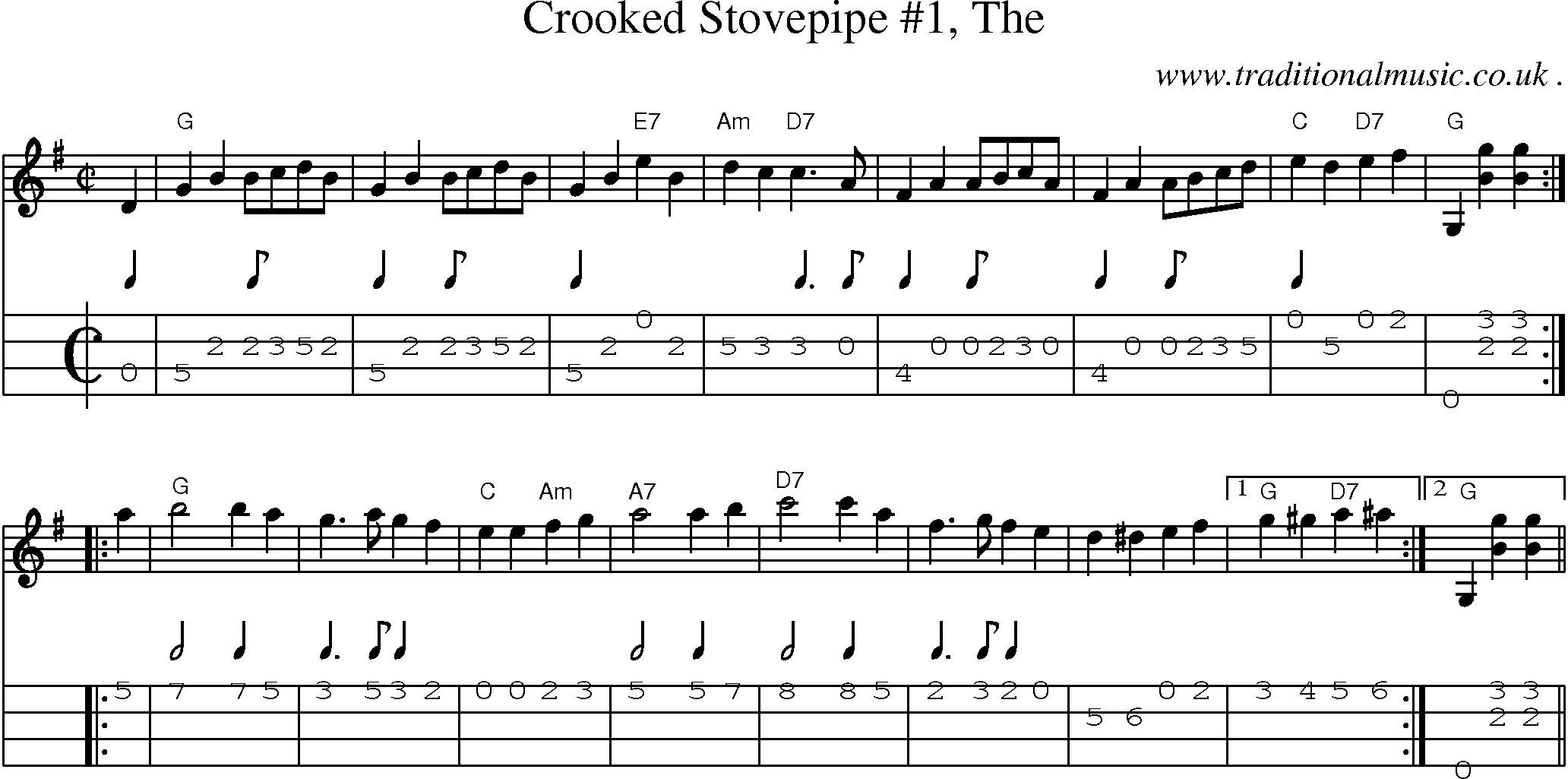 Music Score and Guitar Tabs for Crooked Stovepipe 1 The