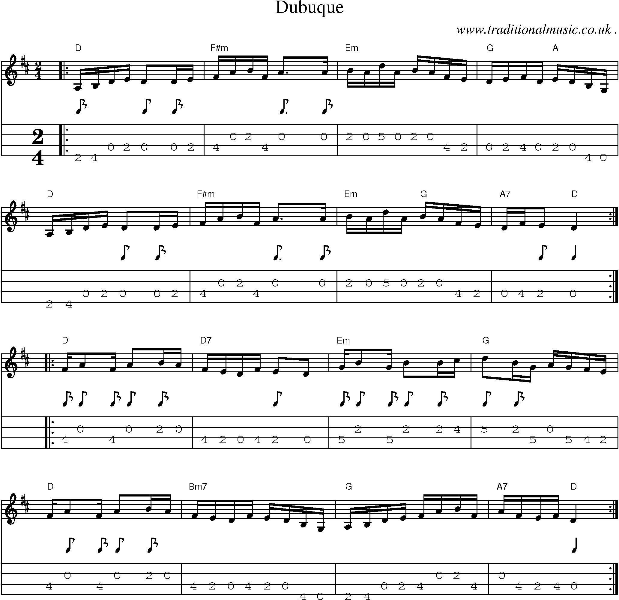 Music Score and Guitar Tabs for Dubuque