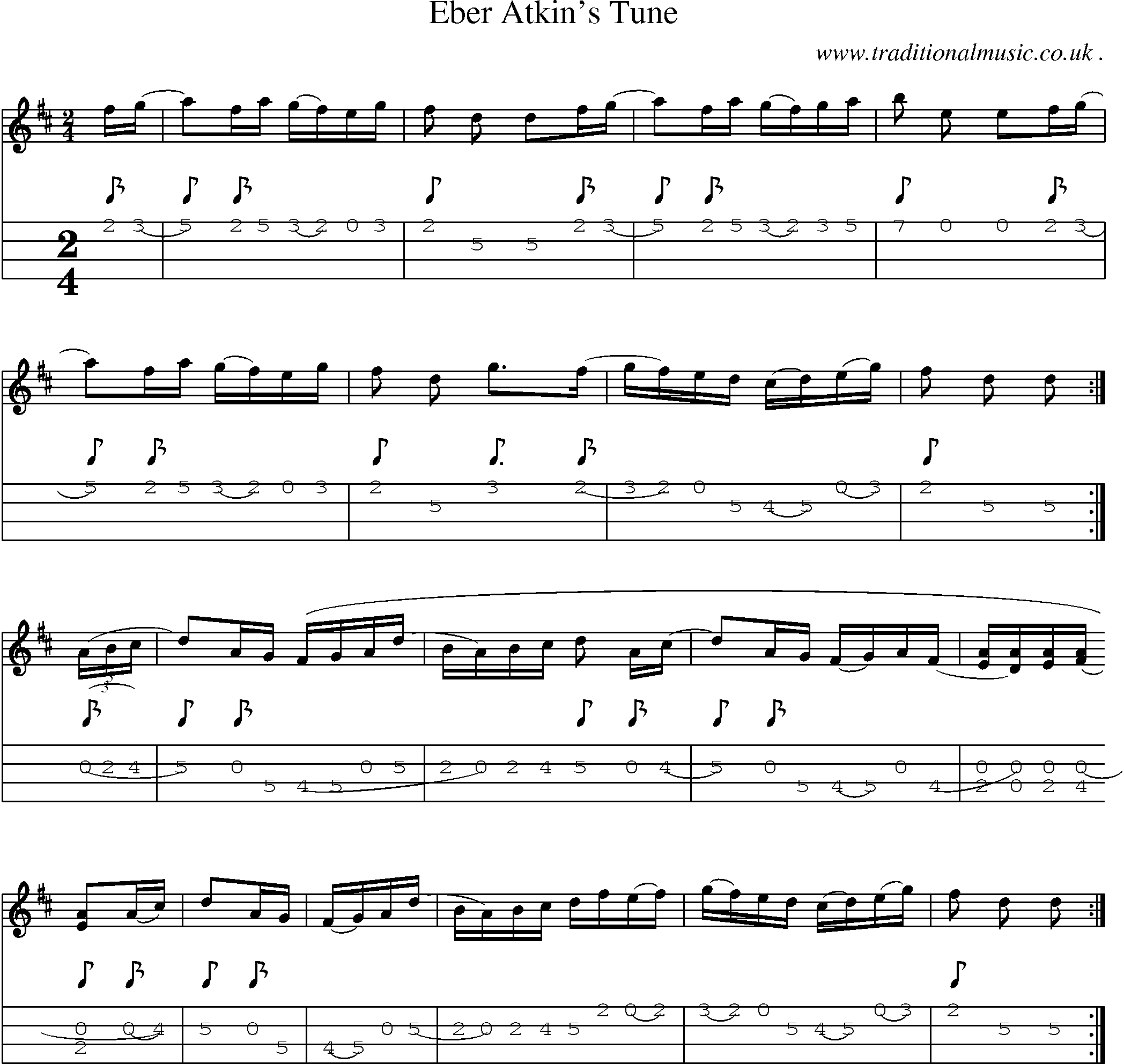 Music Score and Guitar Tabs for Eber Atkins Tune