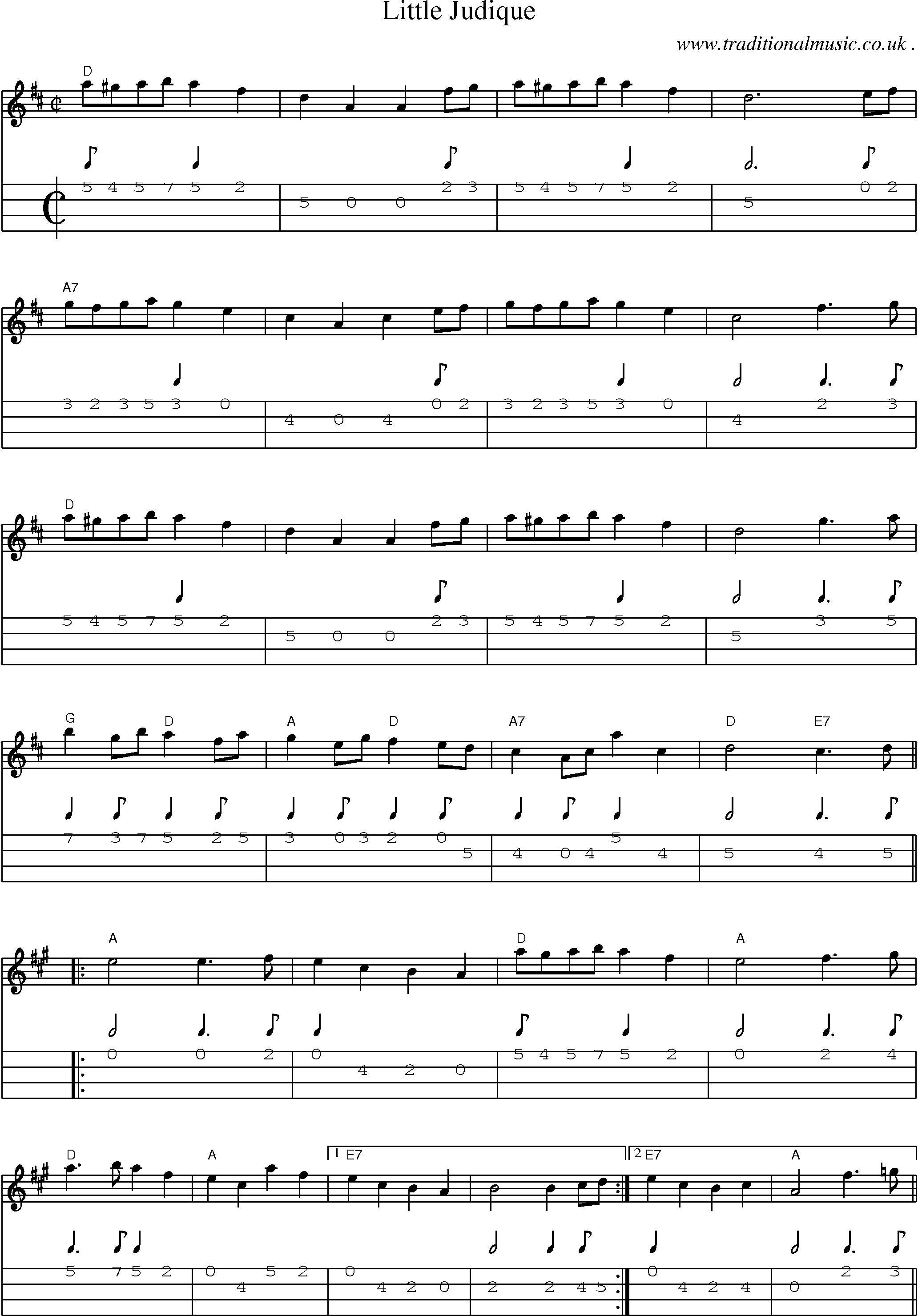 Music Score and Guitar Tabs for Little Judique