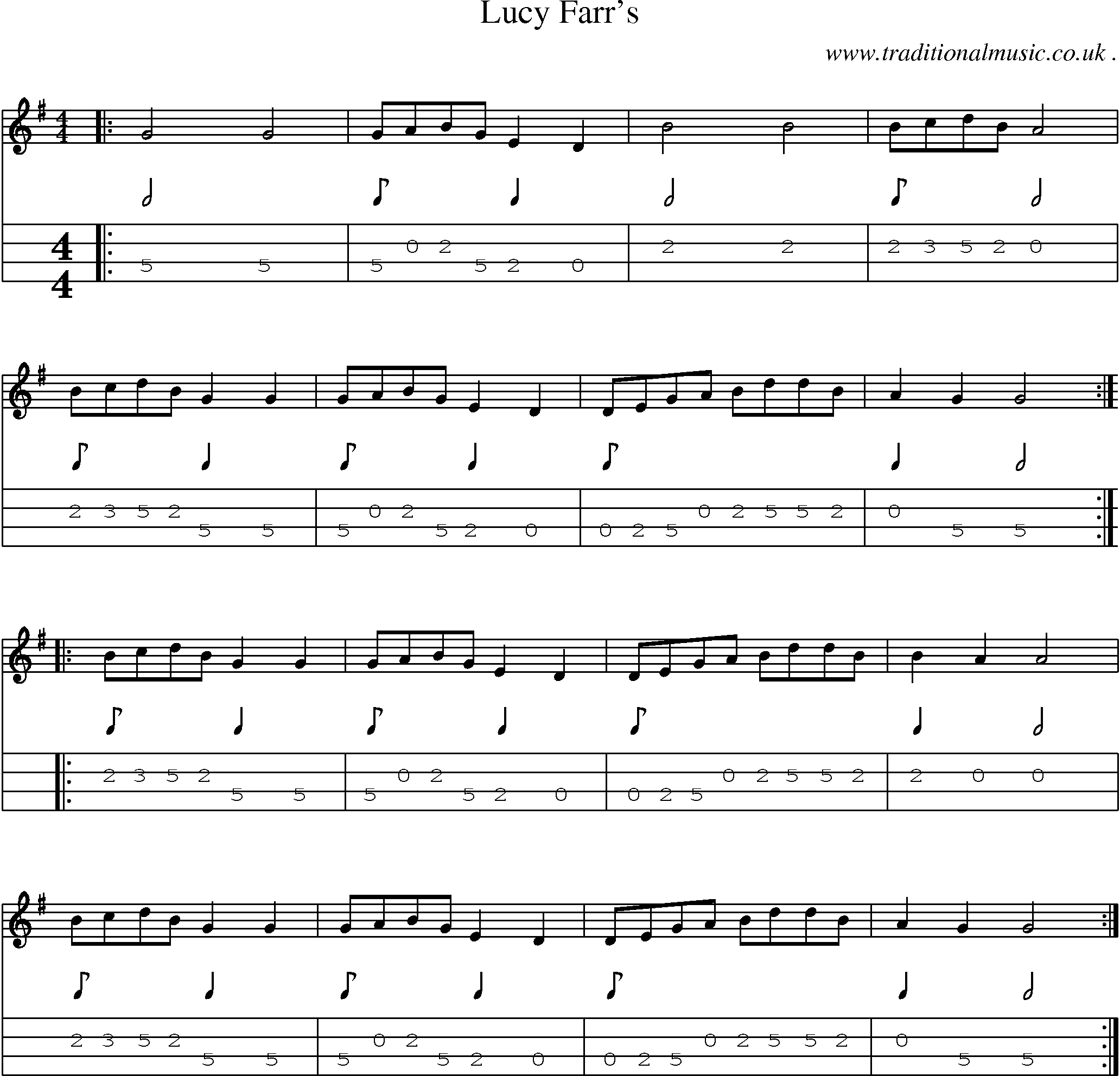 Music Score and Guitar Tabs for Lucy Farrs