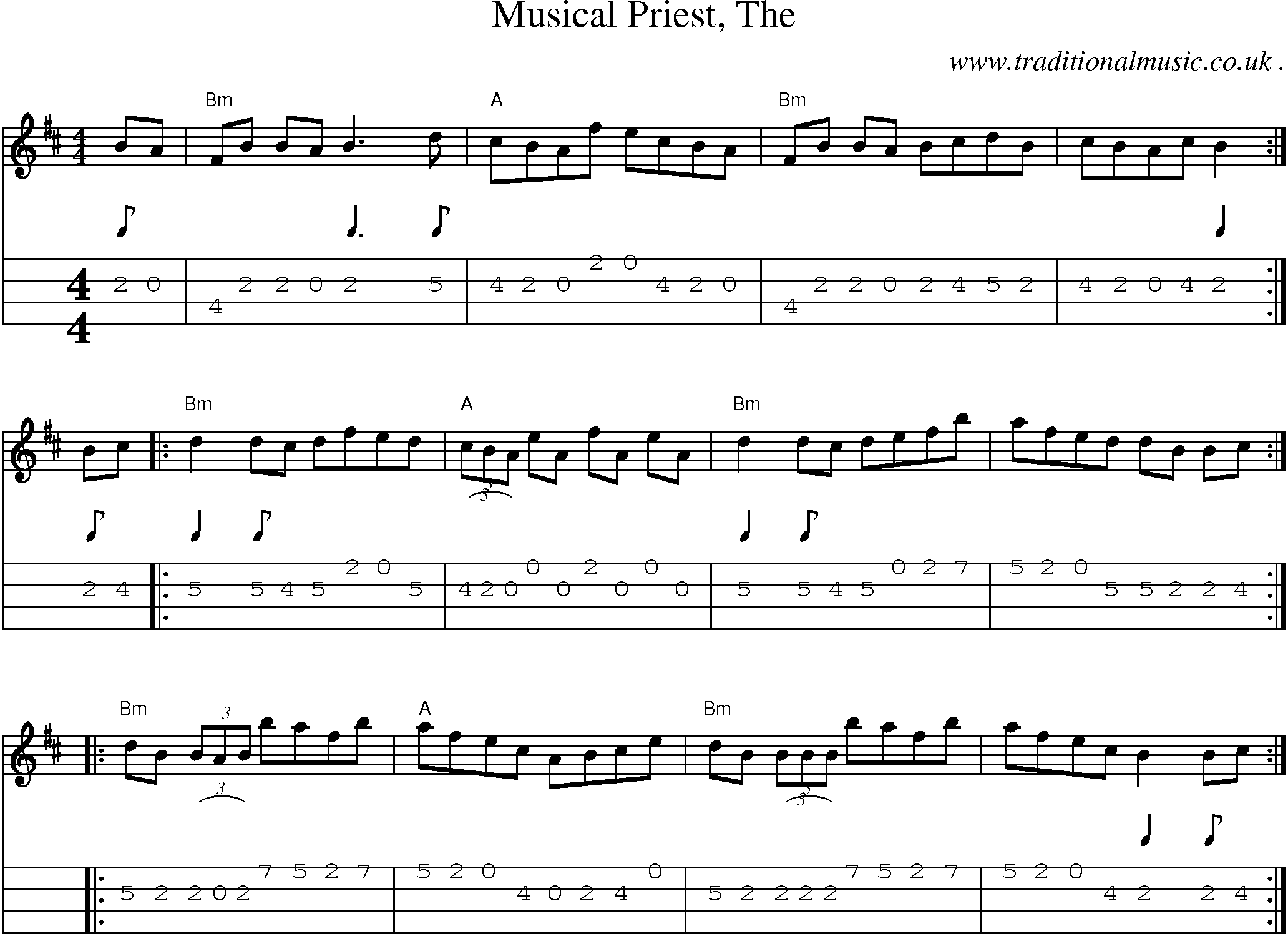 Music Score and Guitar Tabs for Musical Priest The