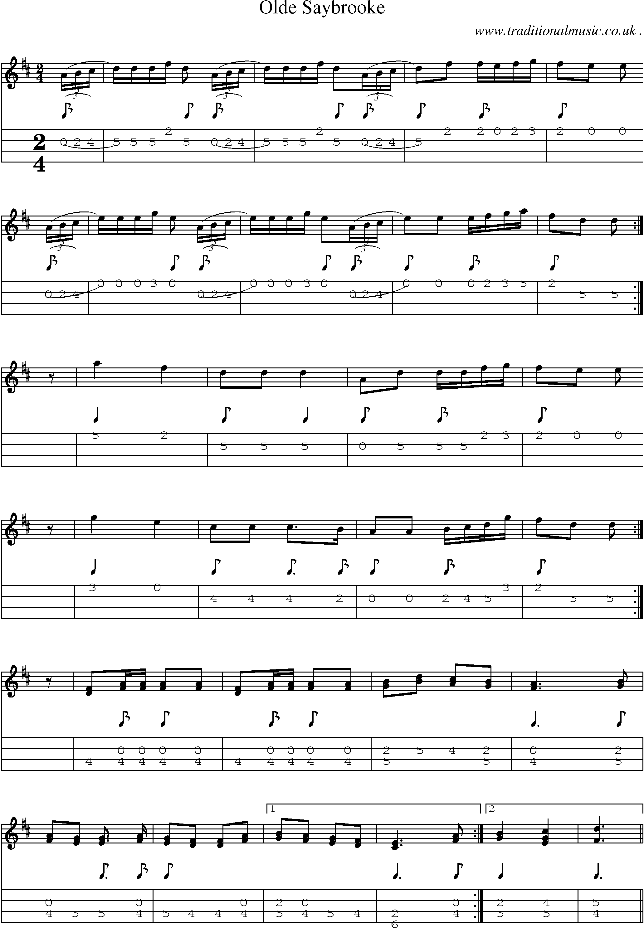 Music Score and Guitar Tabs for Olde Saybrooke