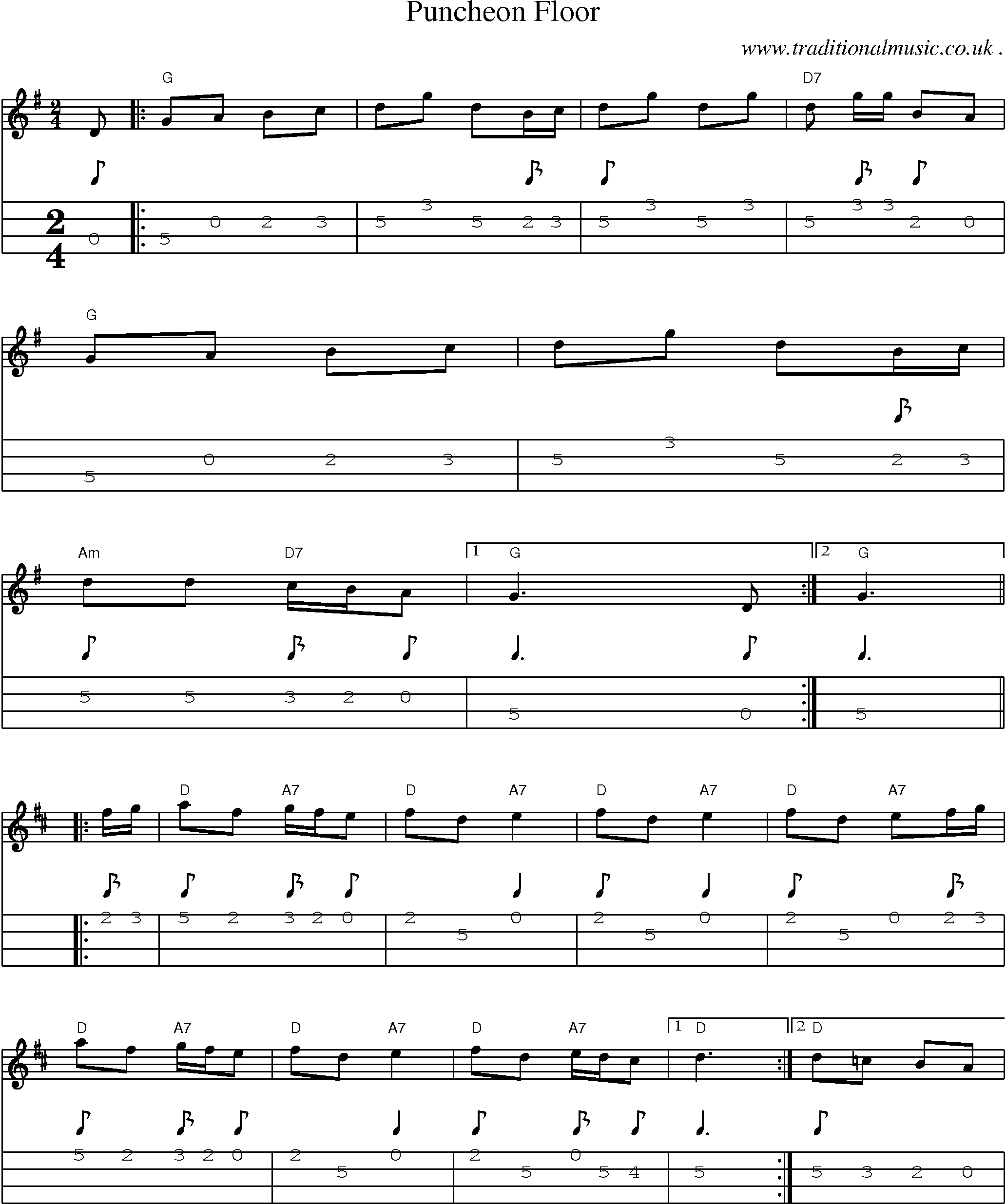 Music Score and Guitar Tabs for Puncheon Floor