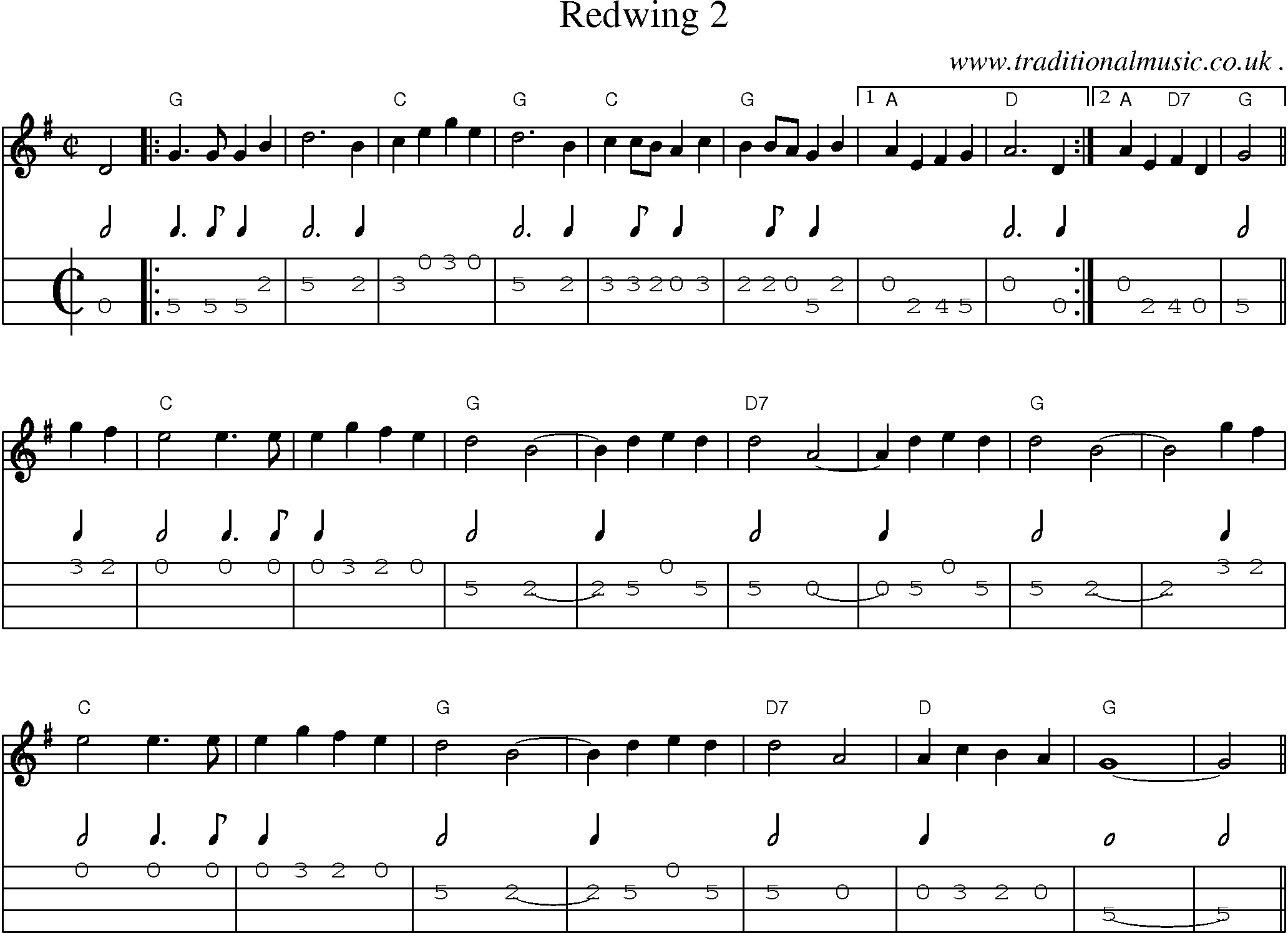 Music Score and Guitar Tabs for Redwing 2