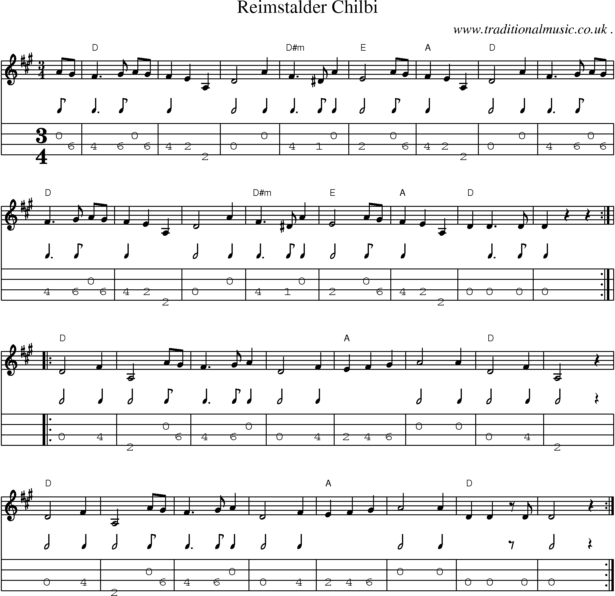 Music Score and Guitar Tabs for Reimstalder Chilbi
