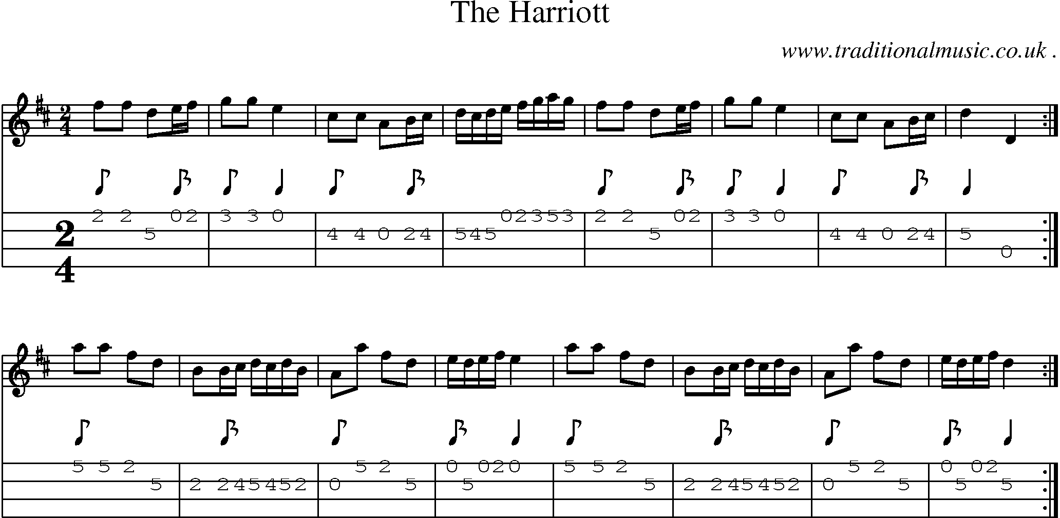 Music Score and Guitar Tabs for The Harriott