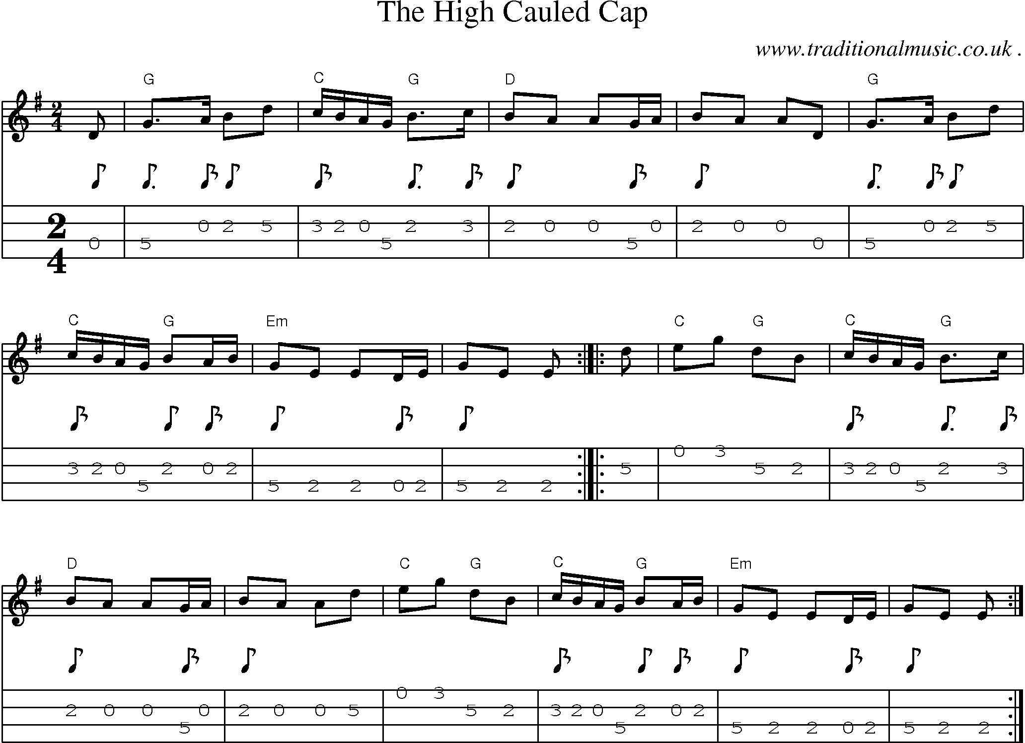 Music Score and Guitar Tabs for The High Cauled Cap