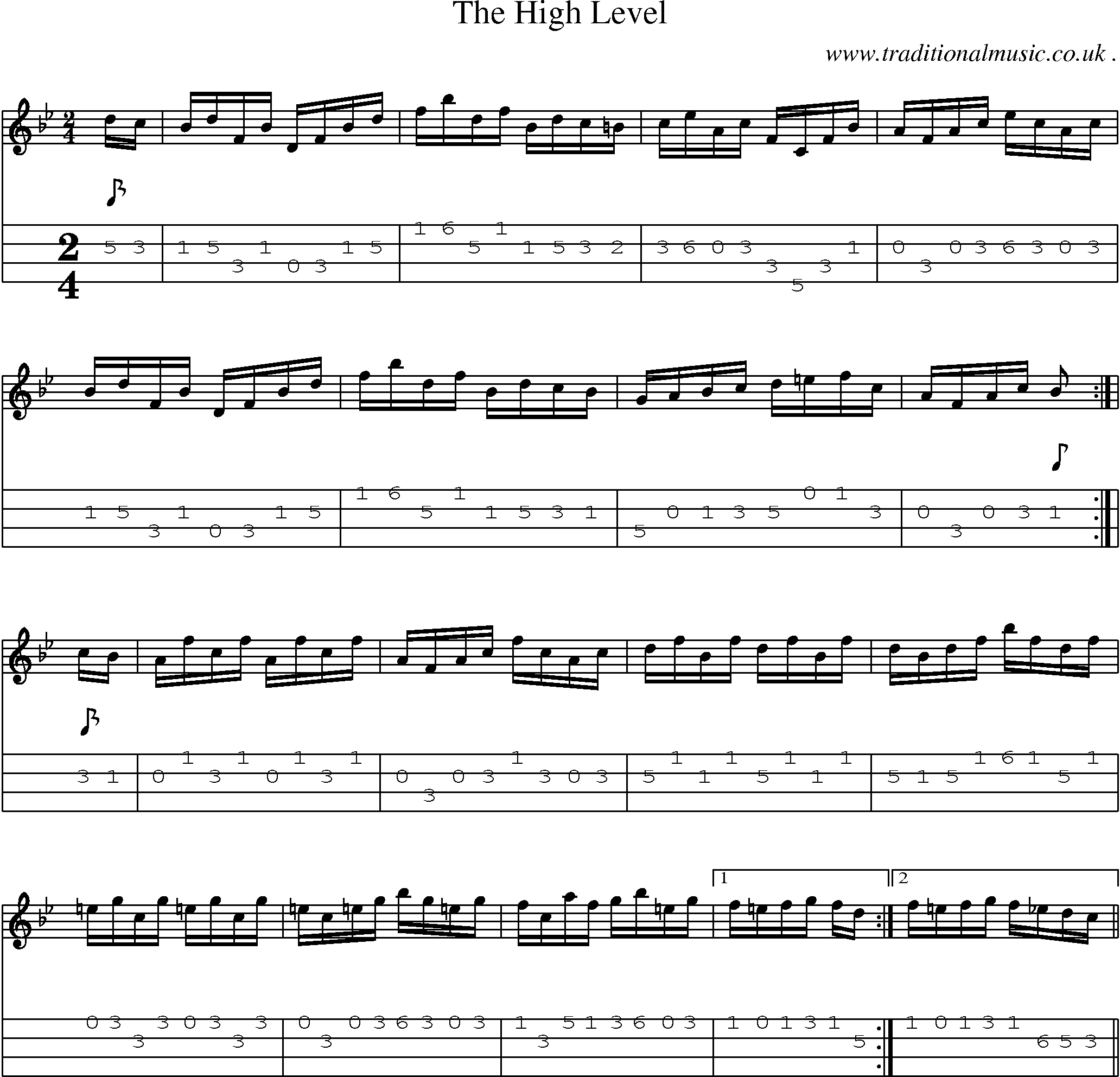 Music Score and Guitar Tabs for The High Level