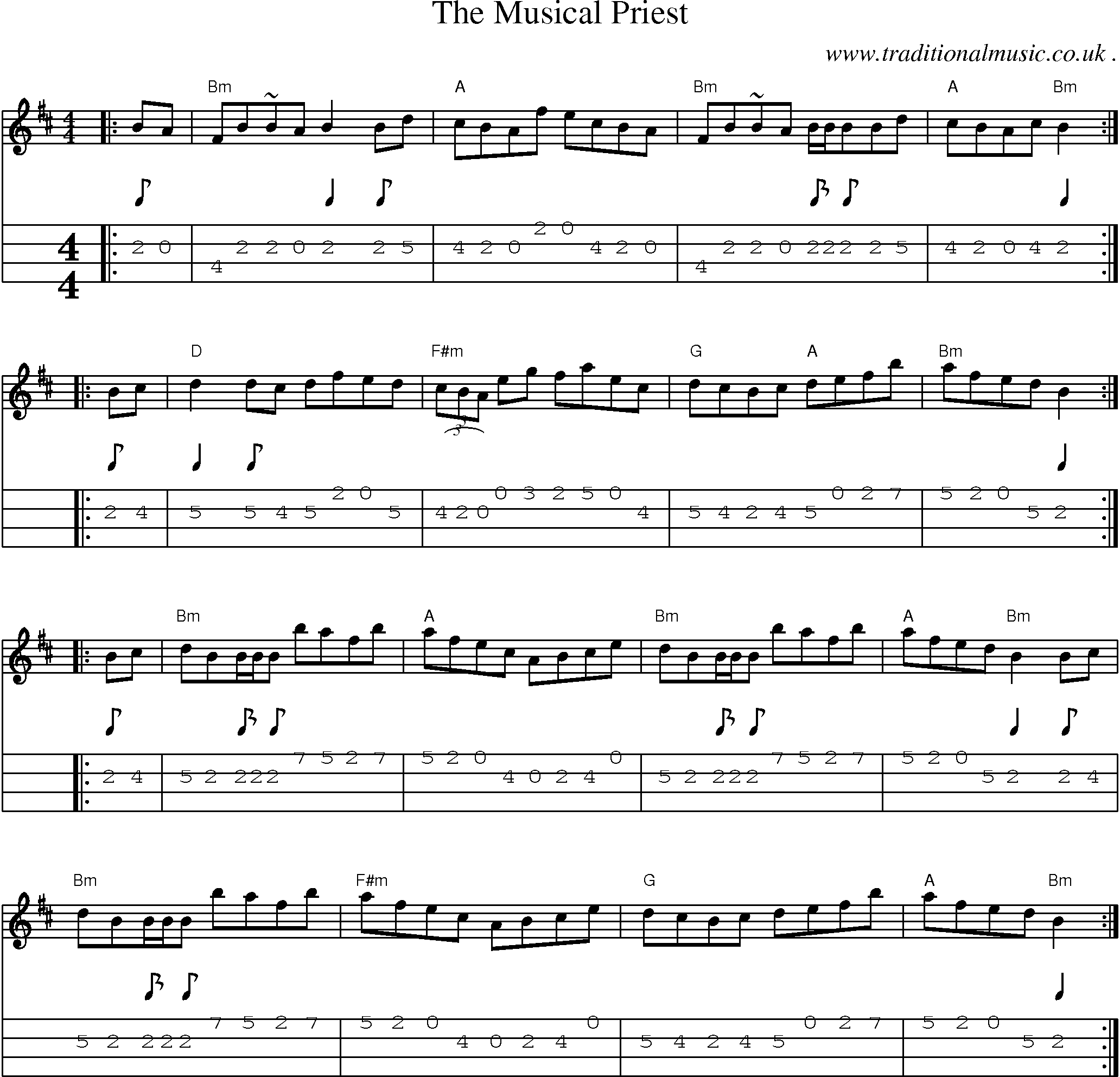Music Score and Guitar Tabs for The Musical Priest