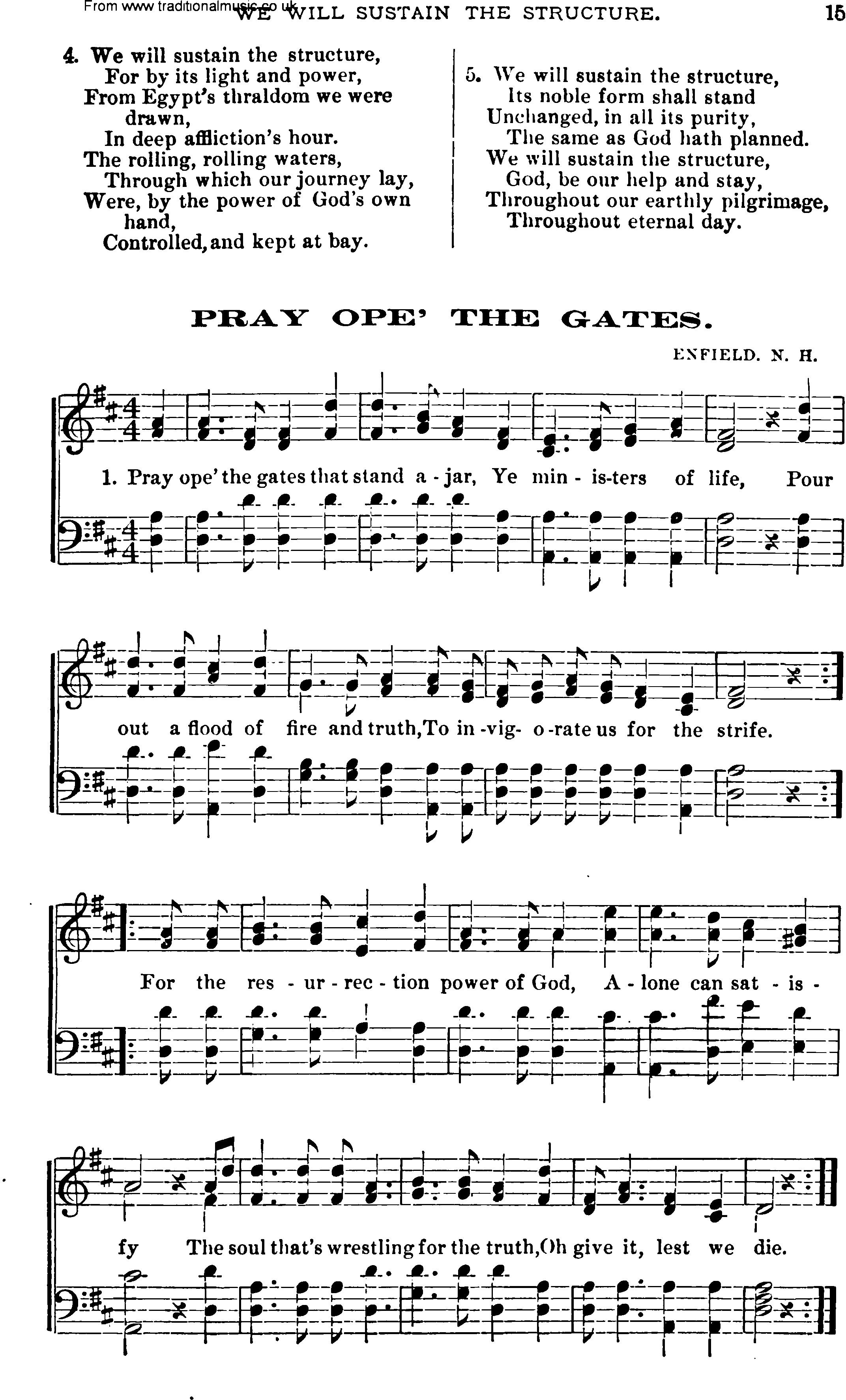 Shaker Music collection, Hymn: Pray Ope' The Gates, sheetmusic and PDF