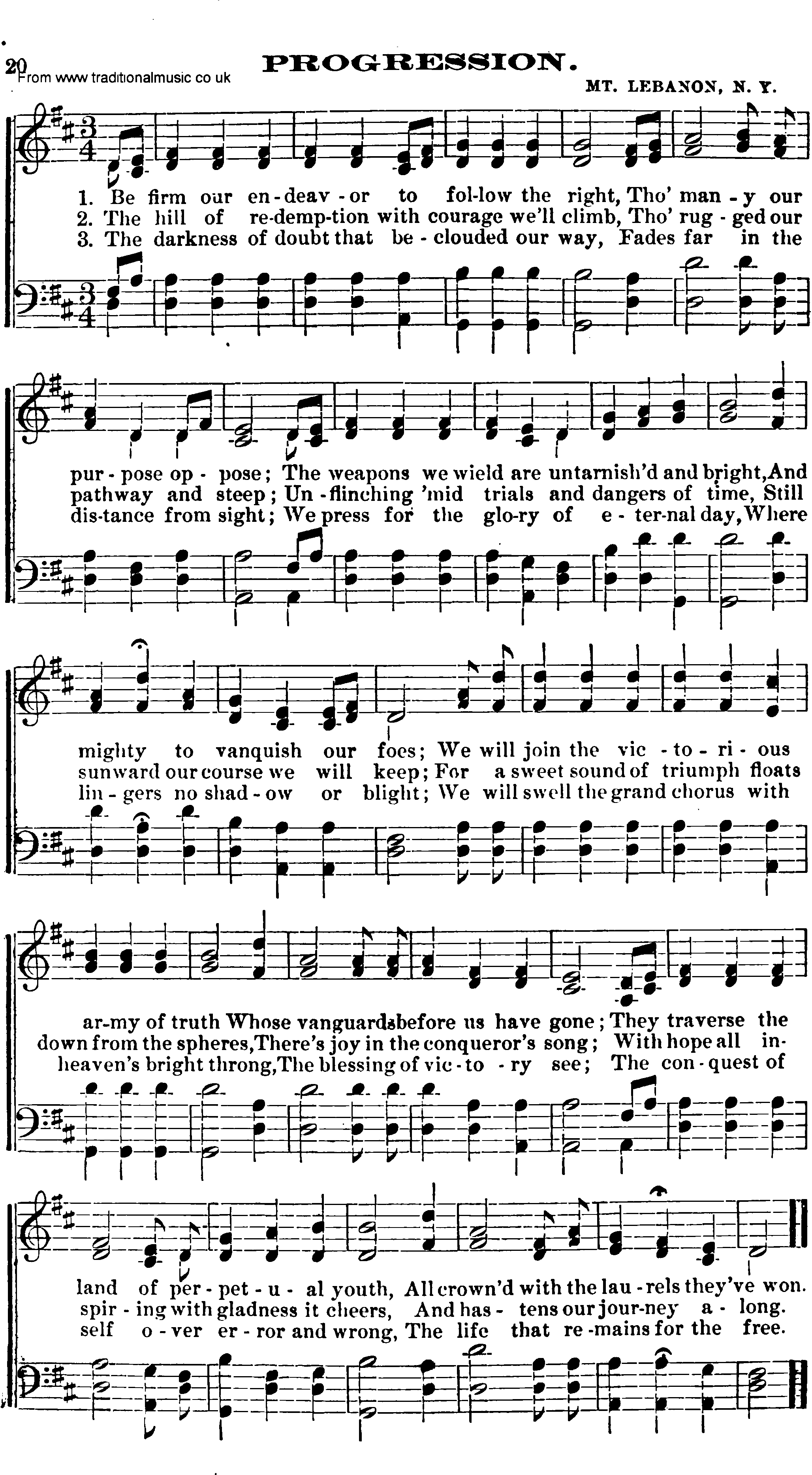 Shaker Music collection, Hymn: Progression, sheetmusic and PDF