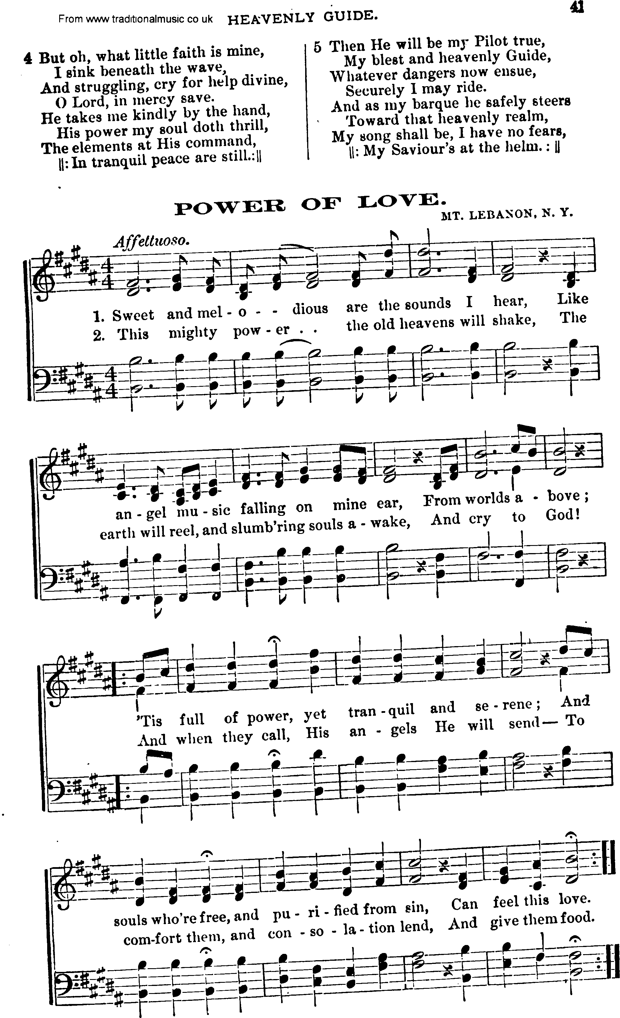 Shaker Music collection, Hymn: Power Of Love, sheetmusic and PDF