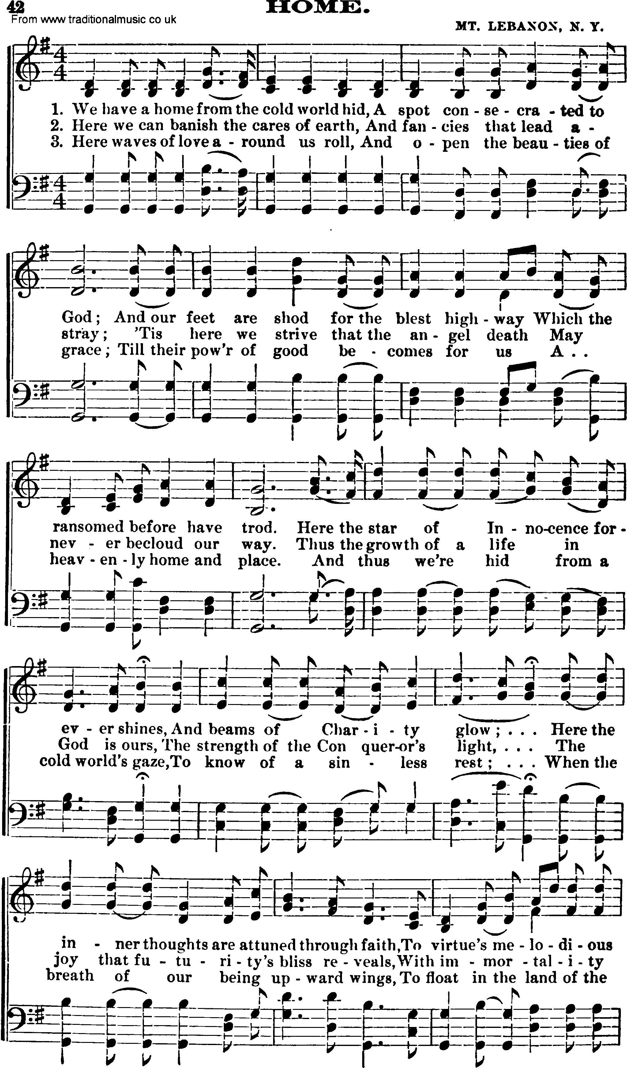 Shaker Music collection, Hymn: Home, sheetmusic and PDF