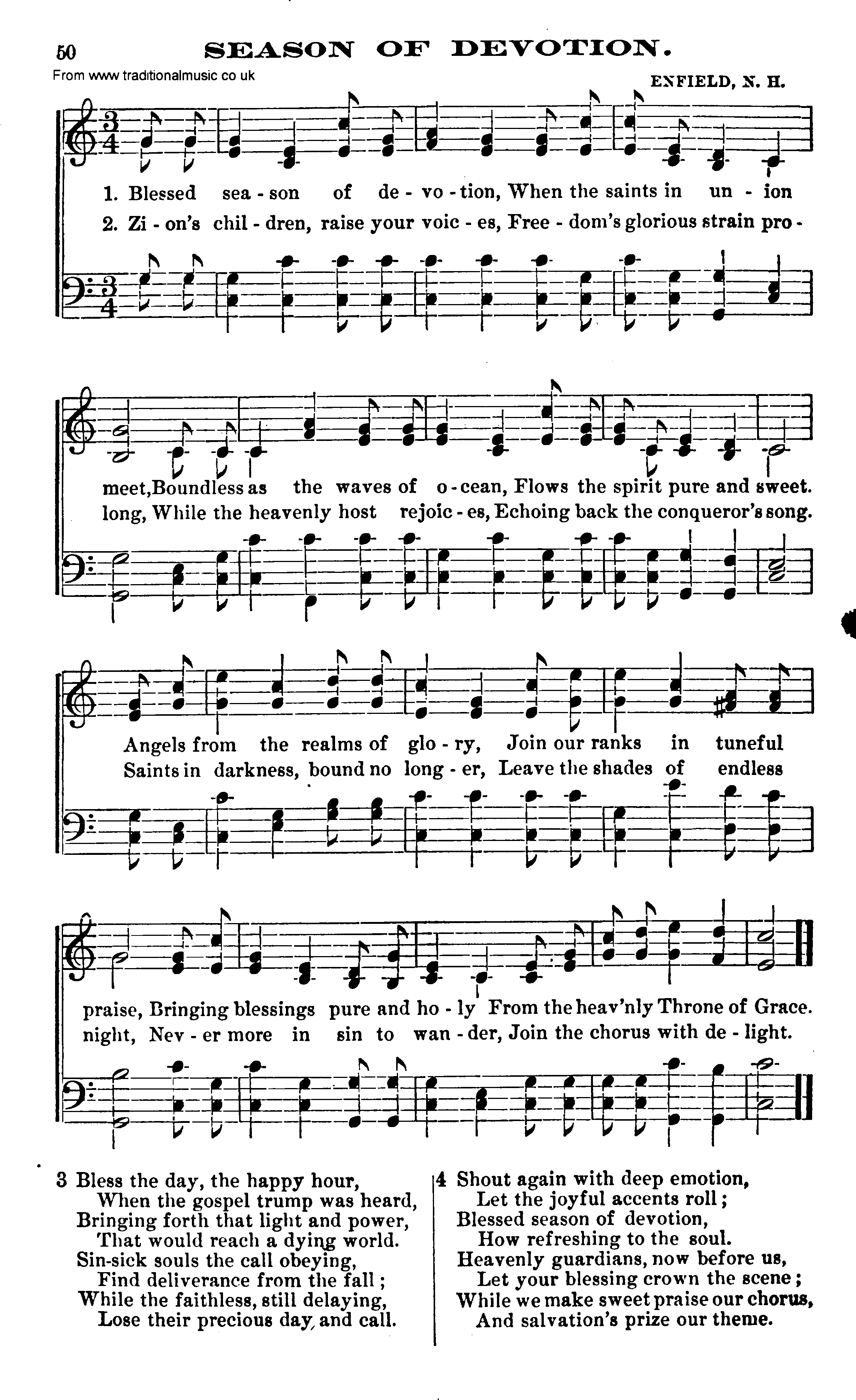 Shaker Music collection, Hymn: Season Of Devotion, sheetmusic and PDF