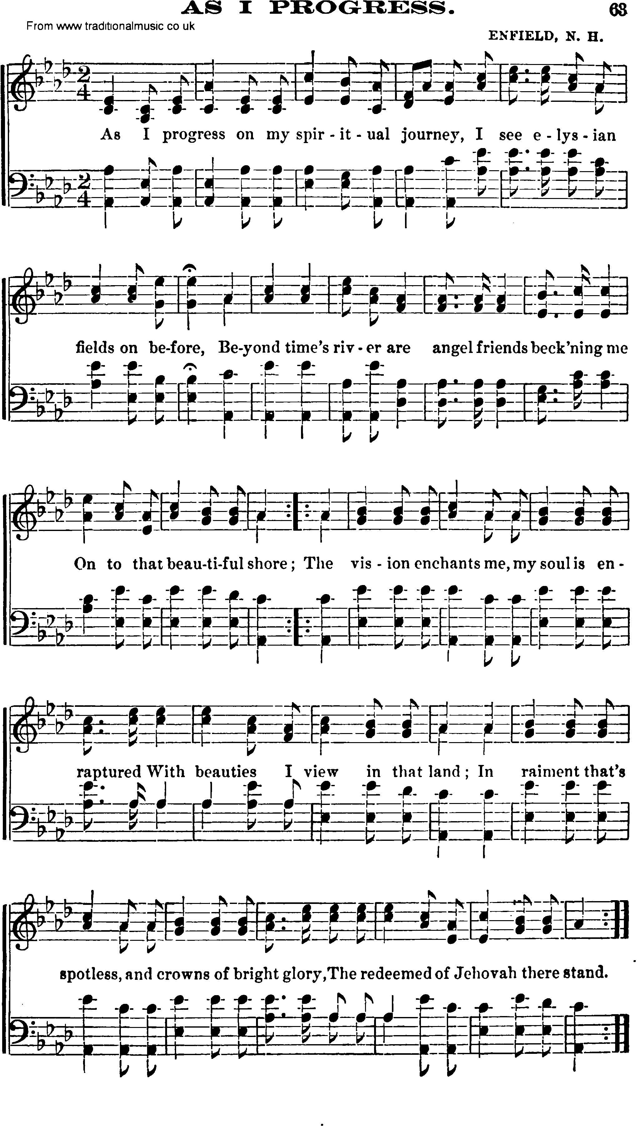 Shaker Music collection, Hymn: As I Progress, sheetmusic and PDF