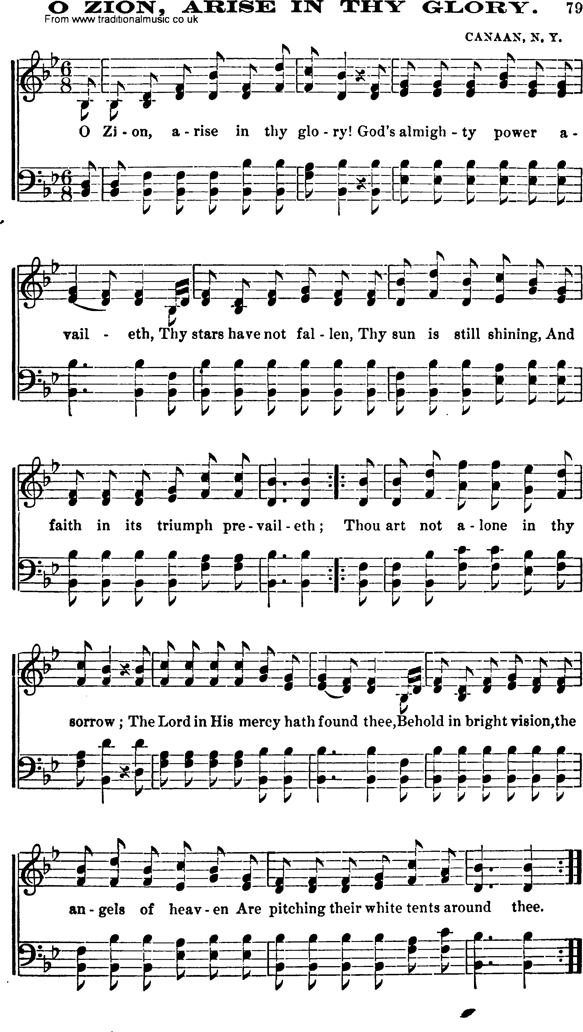Shaker Music collection, Hymn: O Zion Arise In Thy Glory, sheetmusic and PDF