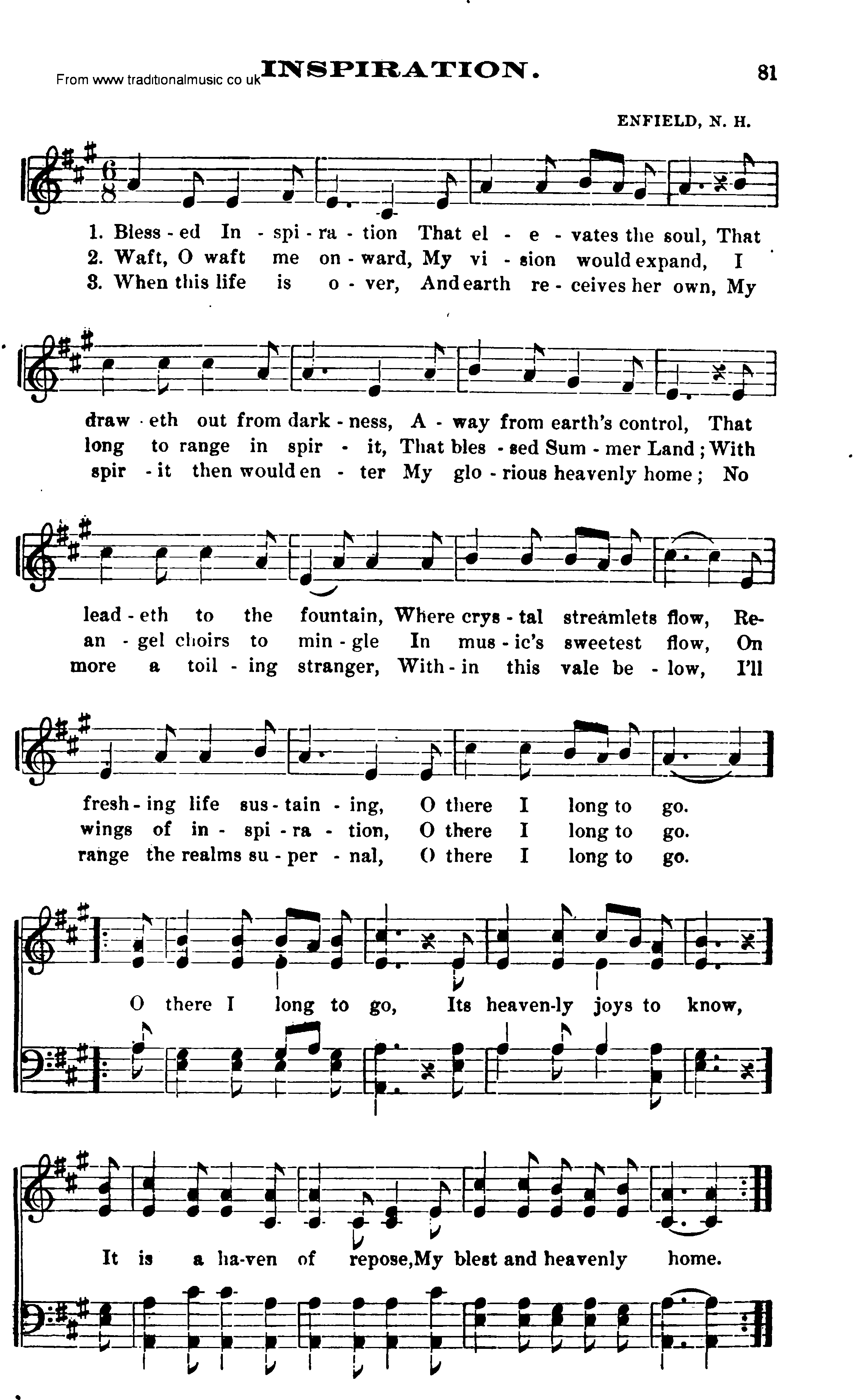 Shaker Music collection, Hymn: Inspiration, sheetmusic and PDF