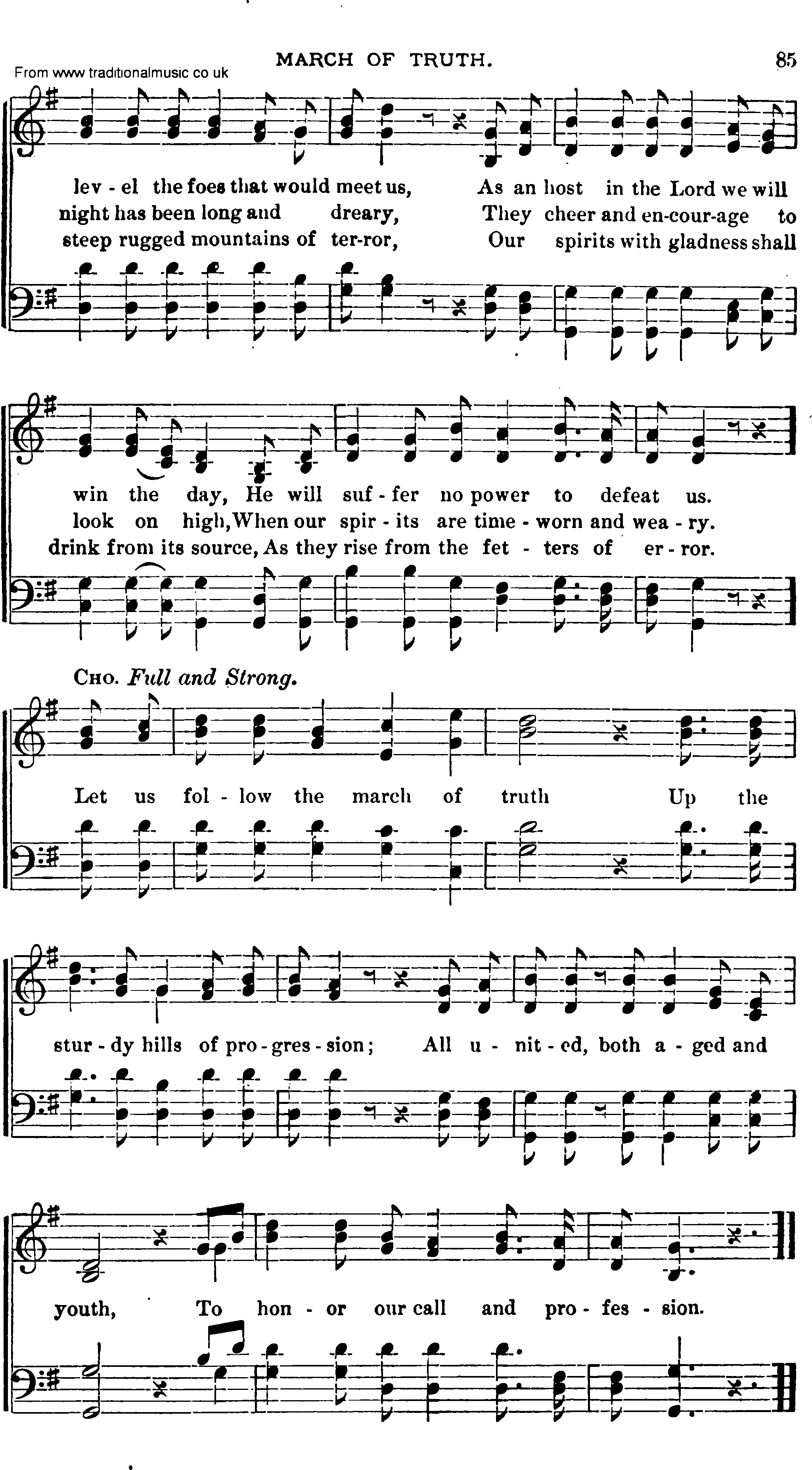 Shaker Music collection, Hymn: March Of Truth, sheetmusic and PDF