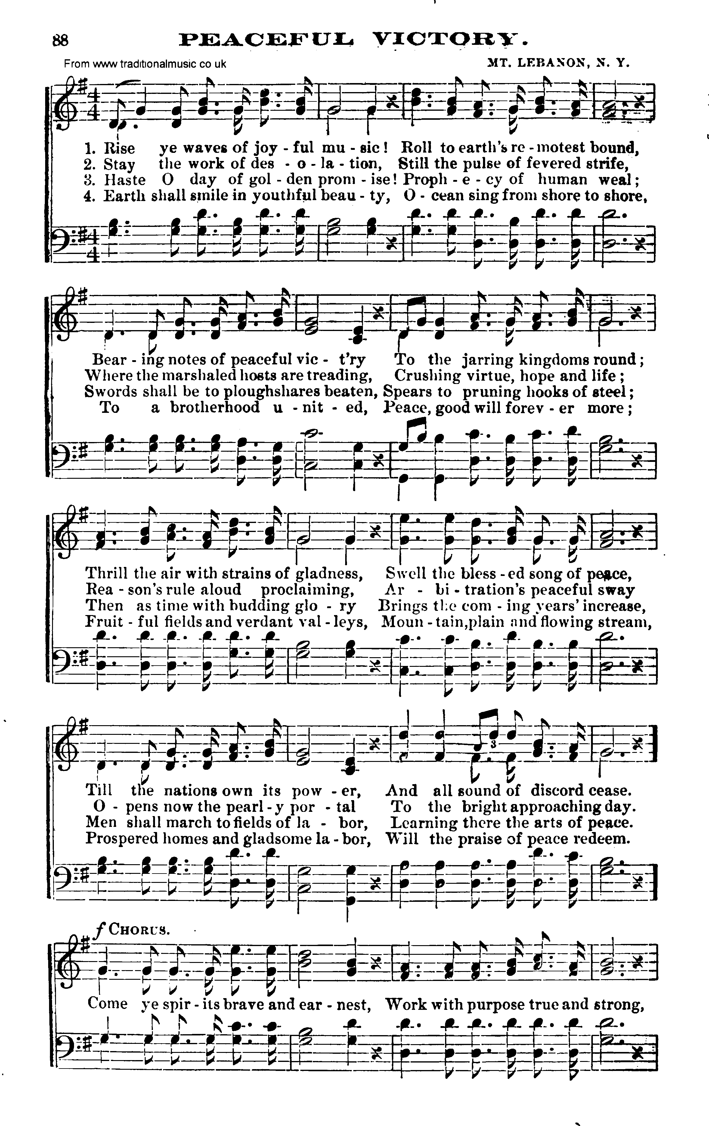 Shaker Music collection, Hymn: Peaceful Victory, sheetmusic and PDF