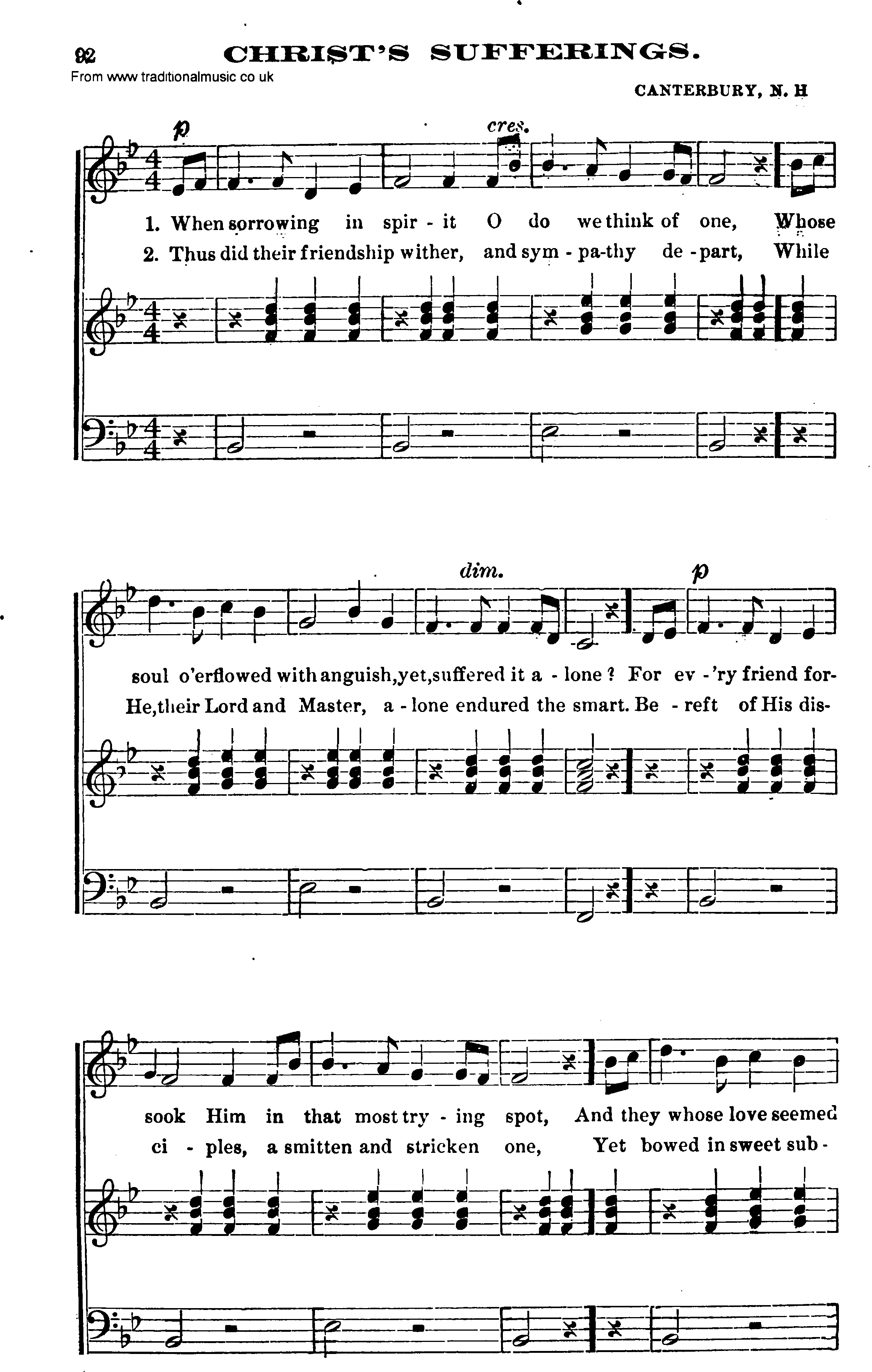 Shaker Music collection, Hymn: Christ's Sufferings, sheetmusic and PDF