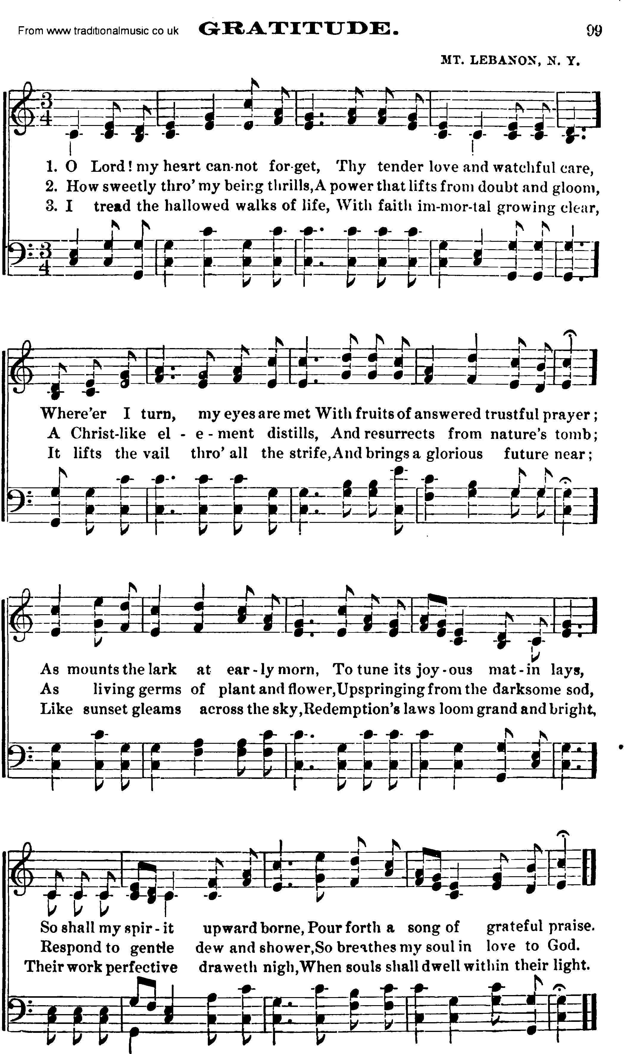 Shaker Music collection, Hymn: Gratitude, sheetmusic and PDF