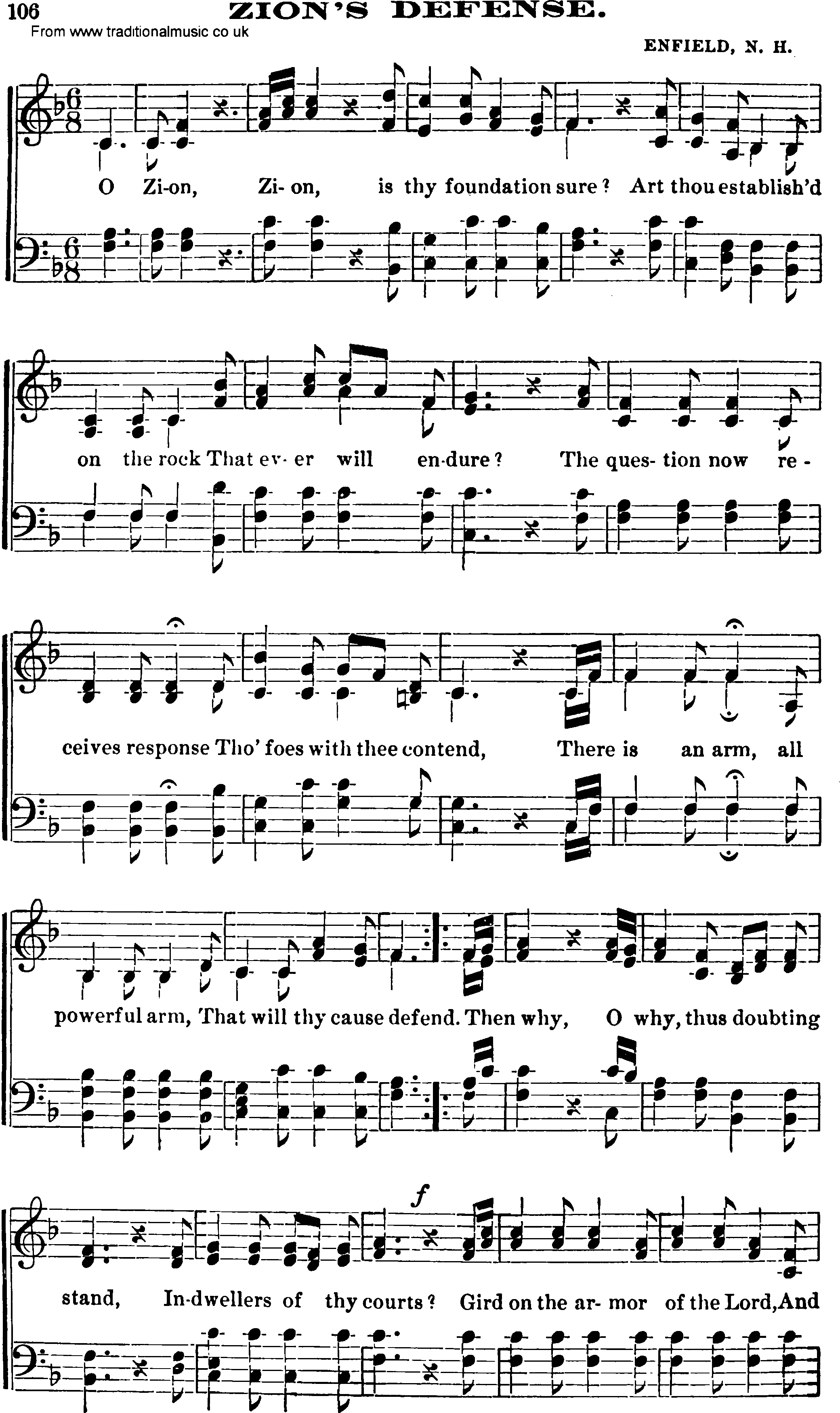 Shaker Music collection, Hymn: Zion's Defense, sheetmusic and PDF